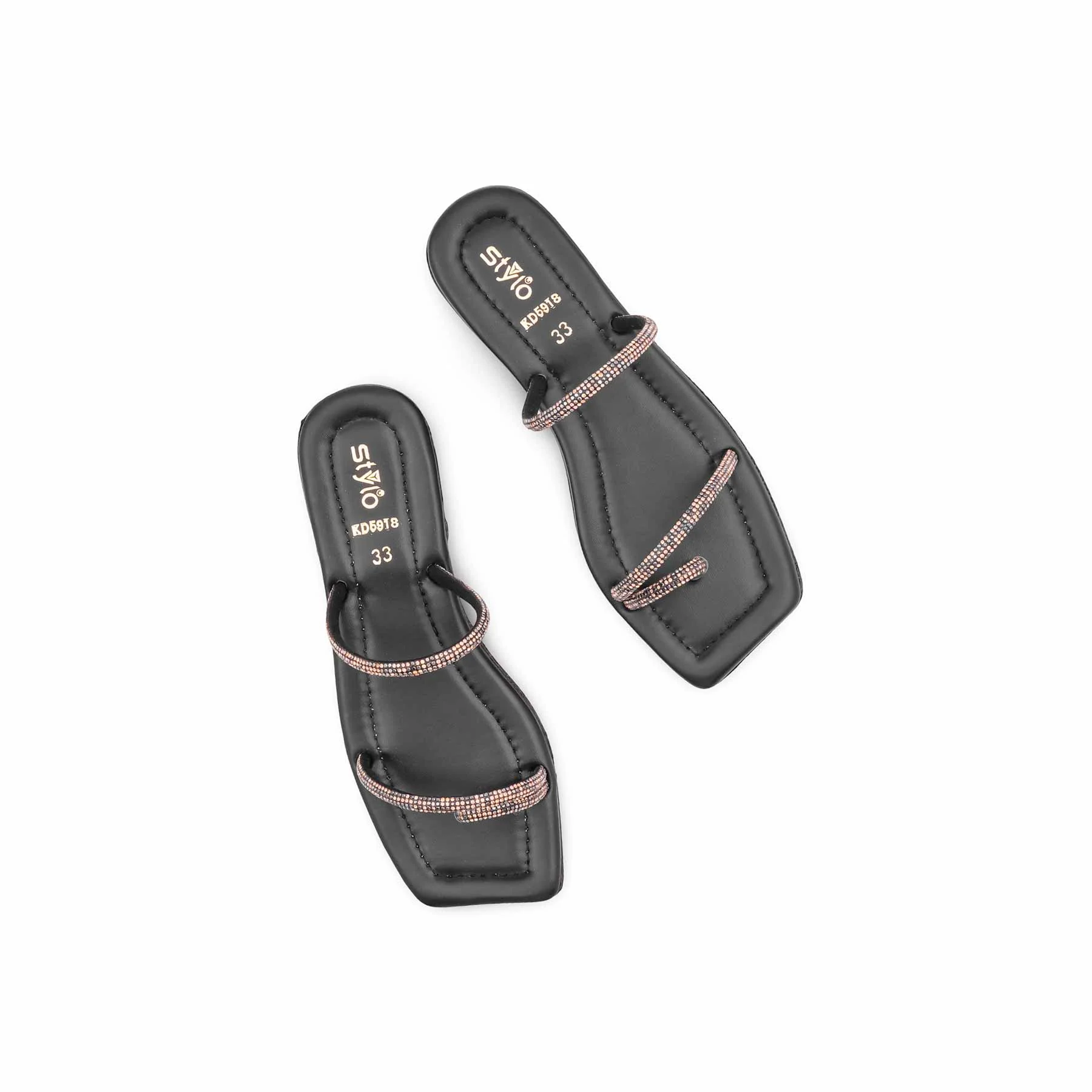 Girls Black Fancy Slipper KD5918 - Image 5
