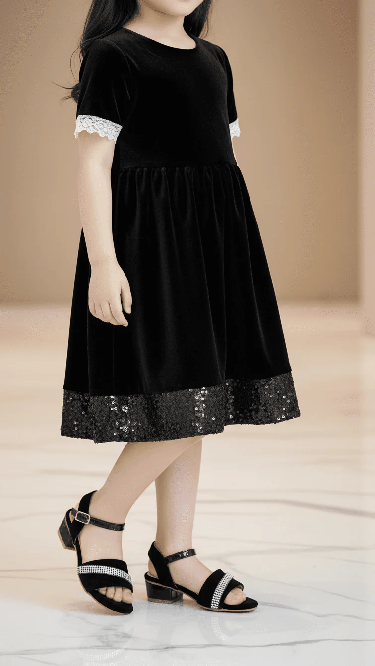 Girls Black Formal Sandal KD9925
