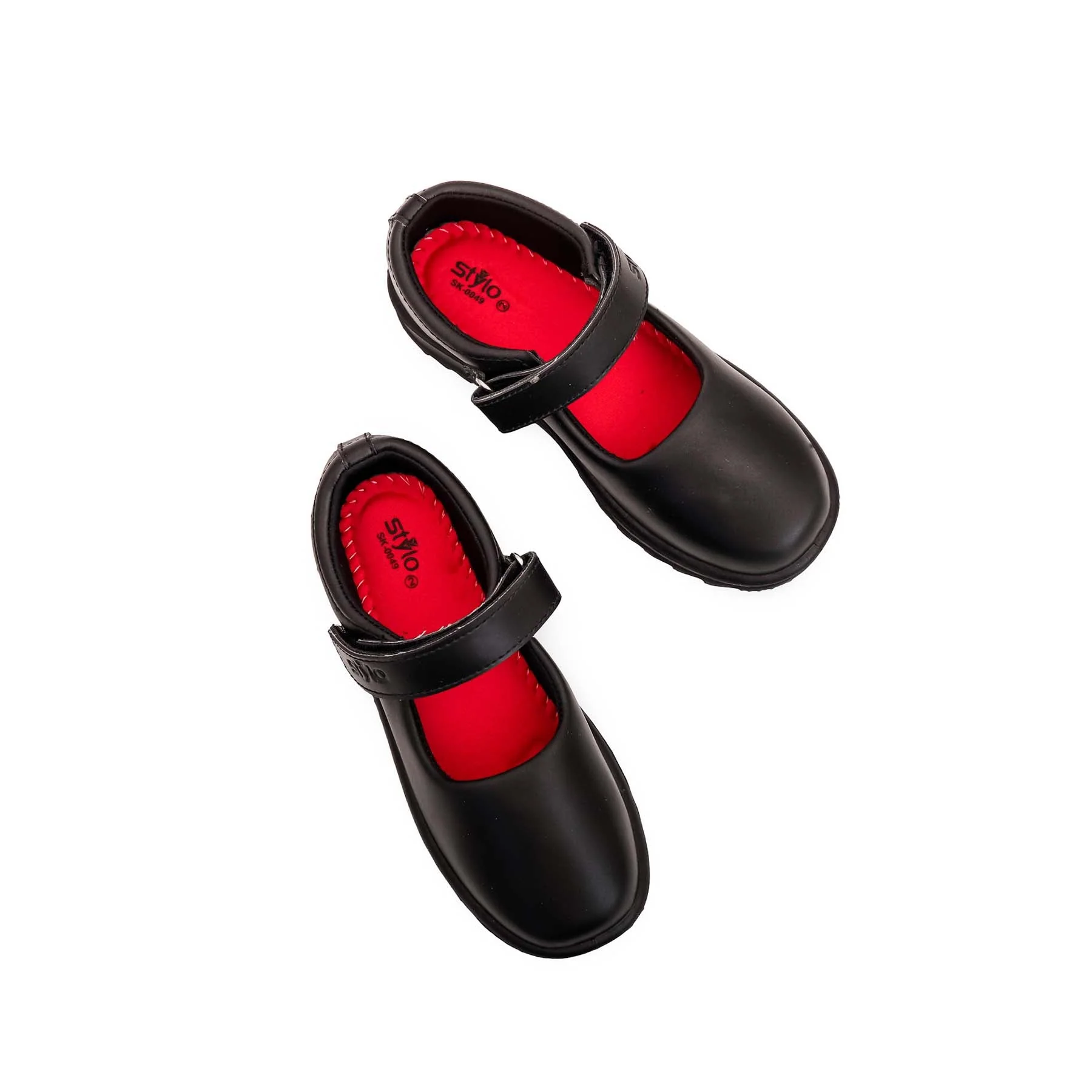 Girls Black Velcro Strap School Shoes SK0049 - Image 5