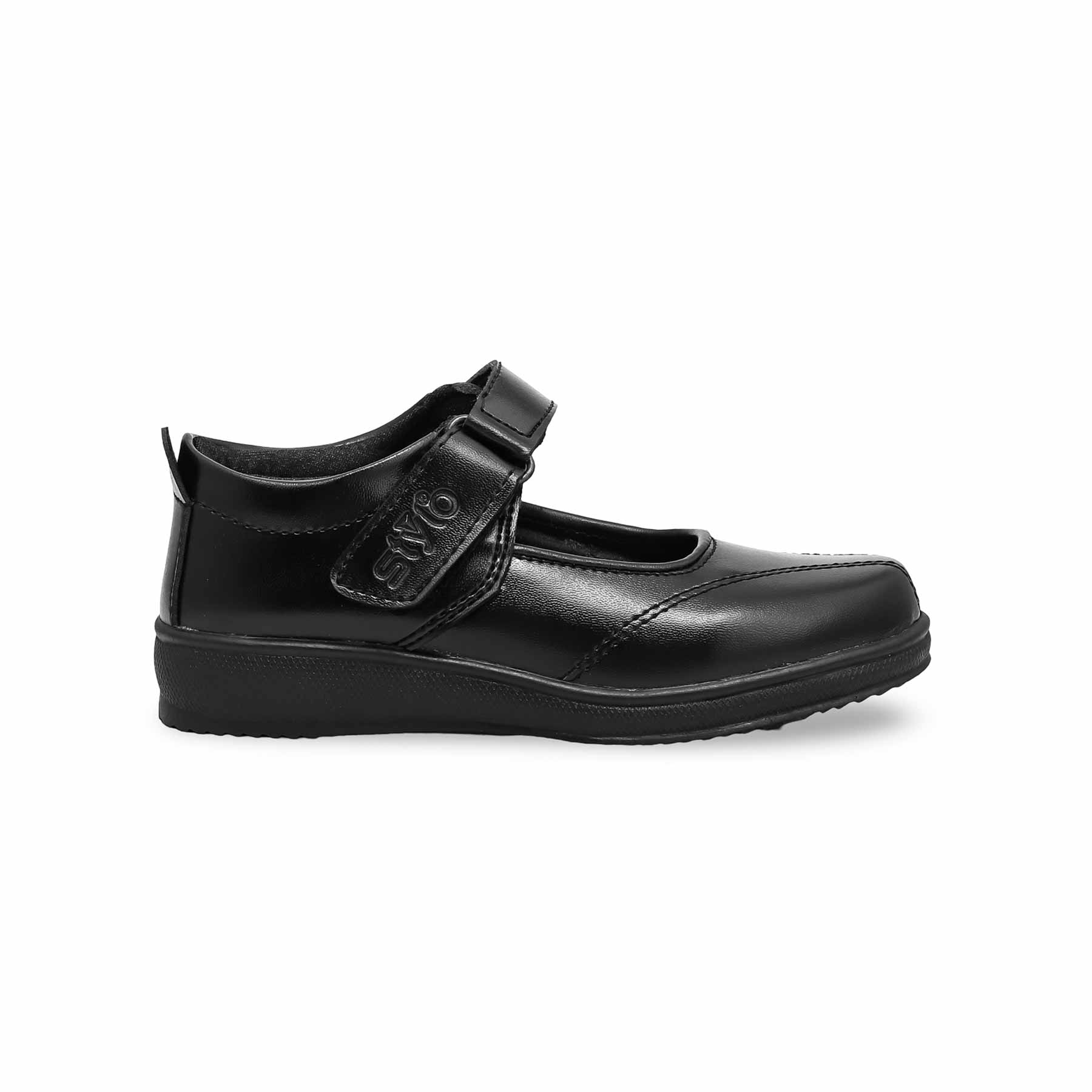 Girls Black Velcro Strap School Shoes SK0052 - Image 2