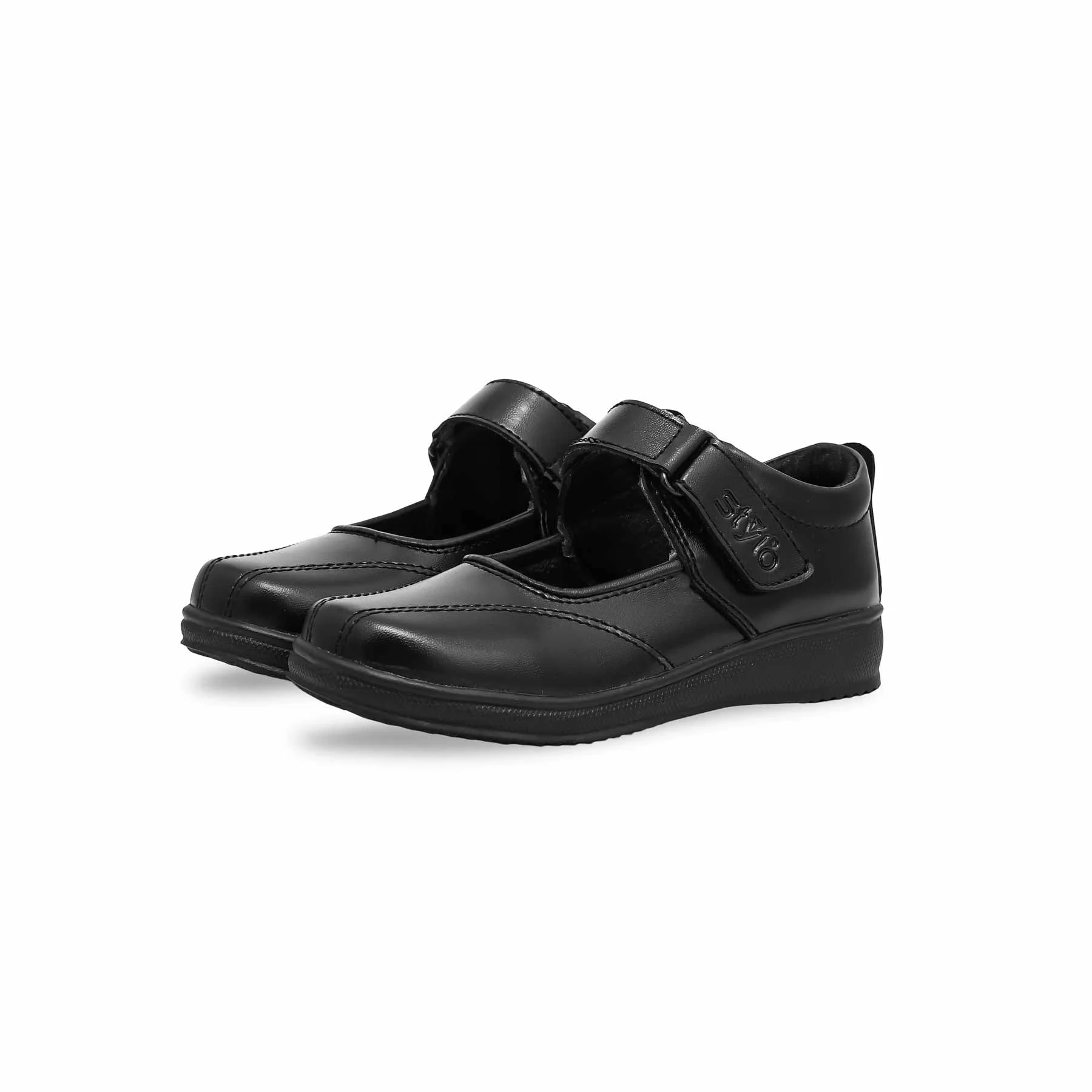 Girls Black Velcro Strap School Shoes SK0052 - Image 3