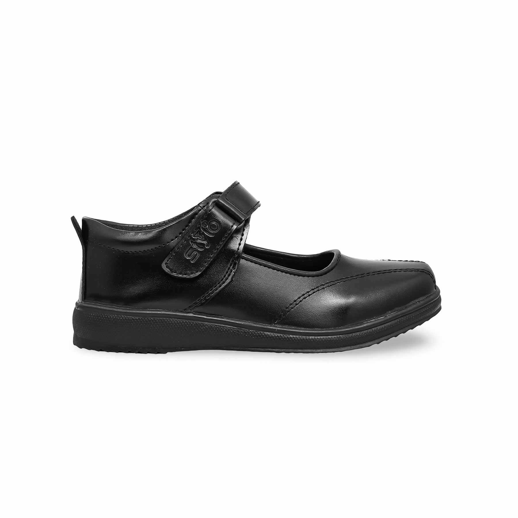 Girls Black Velcro Strap School Shoes SK0053 - Image 2
