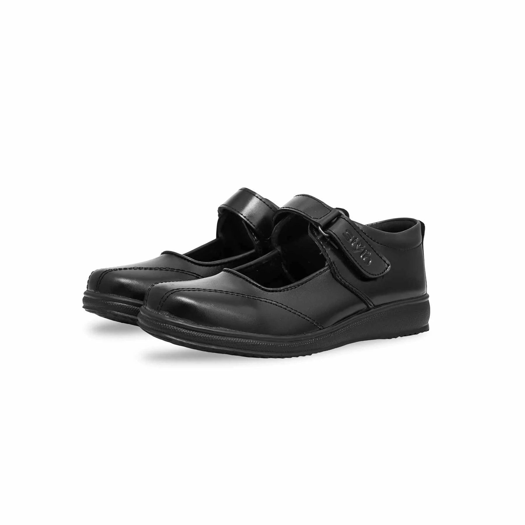 Girls Black Velcro Strap School Shoes SK0053 - Image 3