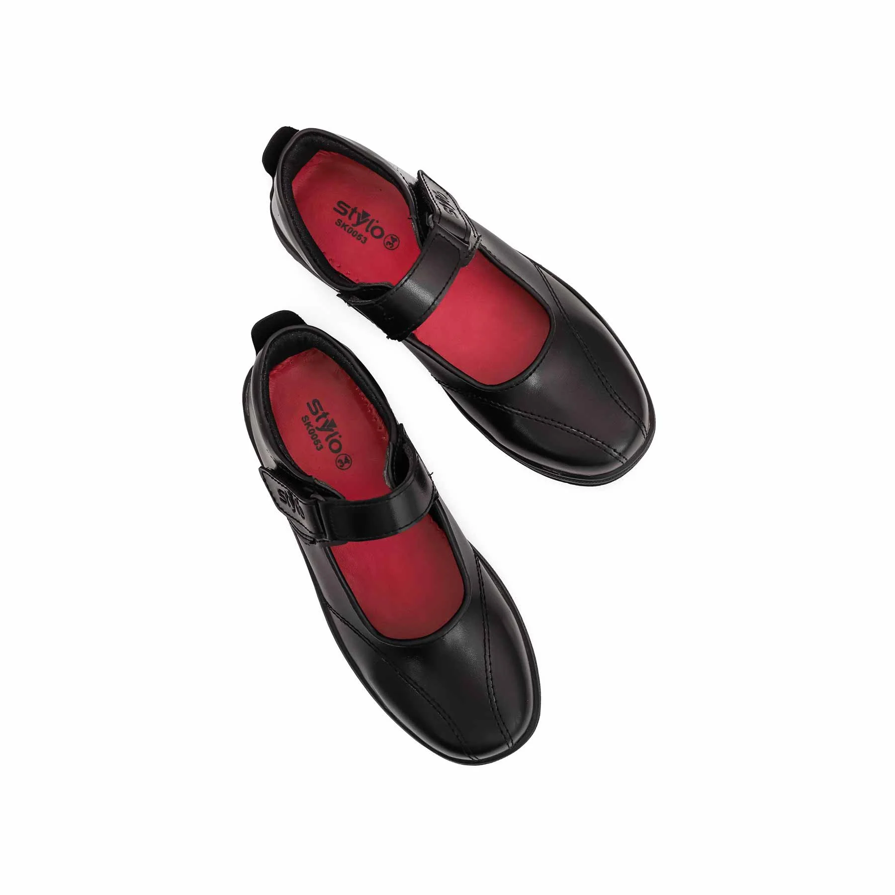Girls Black Velcro Strap School Shoes SK0053 - Image 5