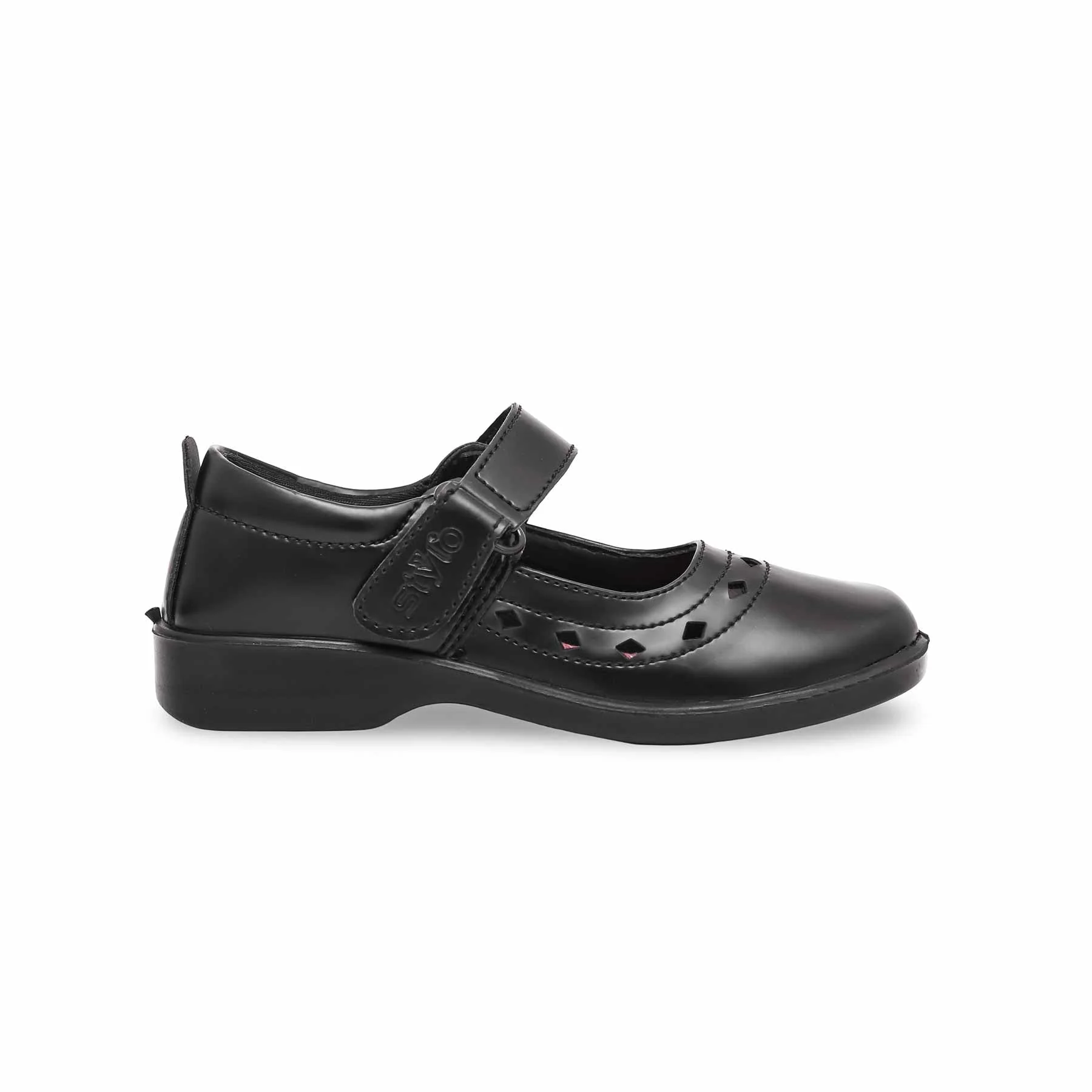 Girls Black Velcro School Shoes SK0058 - Image 2
