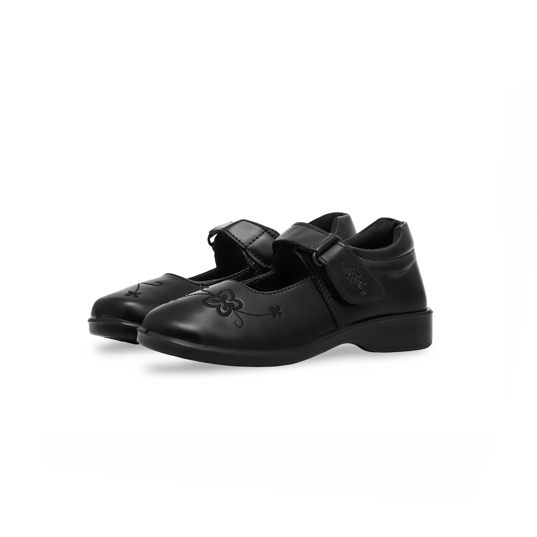 Girls Black Velcro Strap School Shoes SK0062 - Image 2