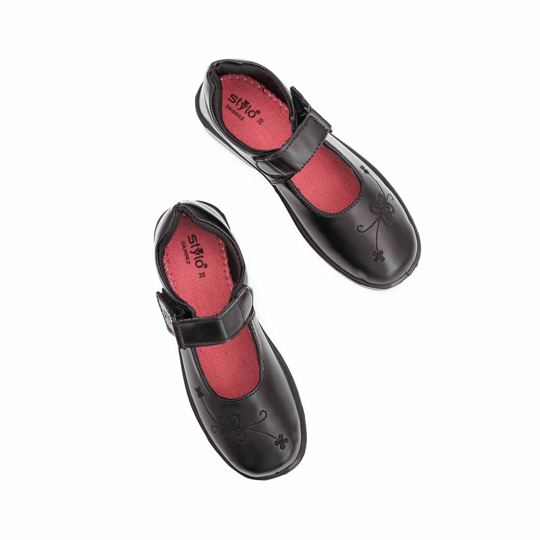 Girls Black Velcro Strap School Shoes SK0062 - Image 4