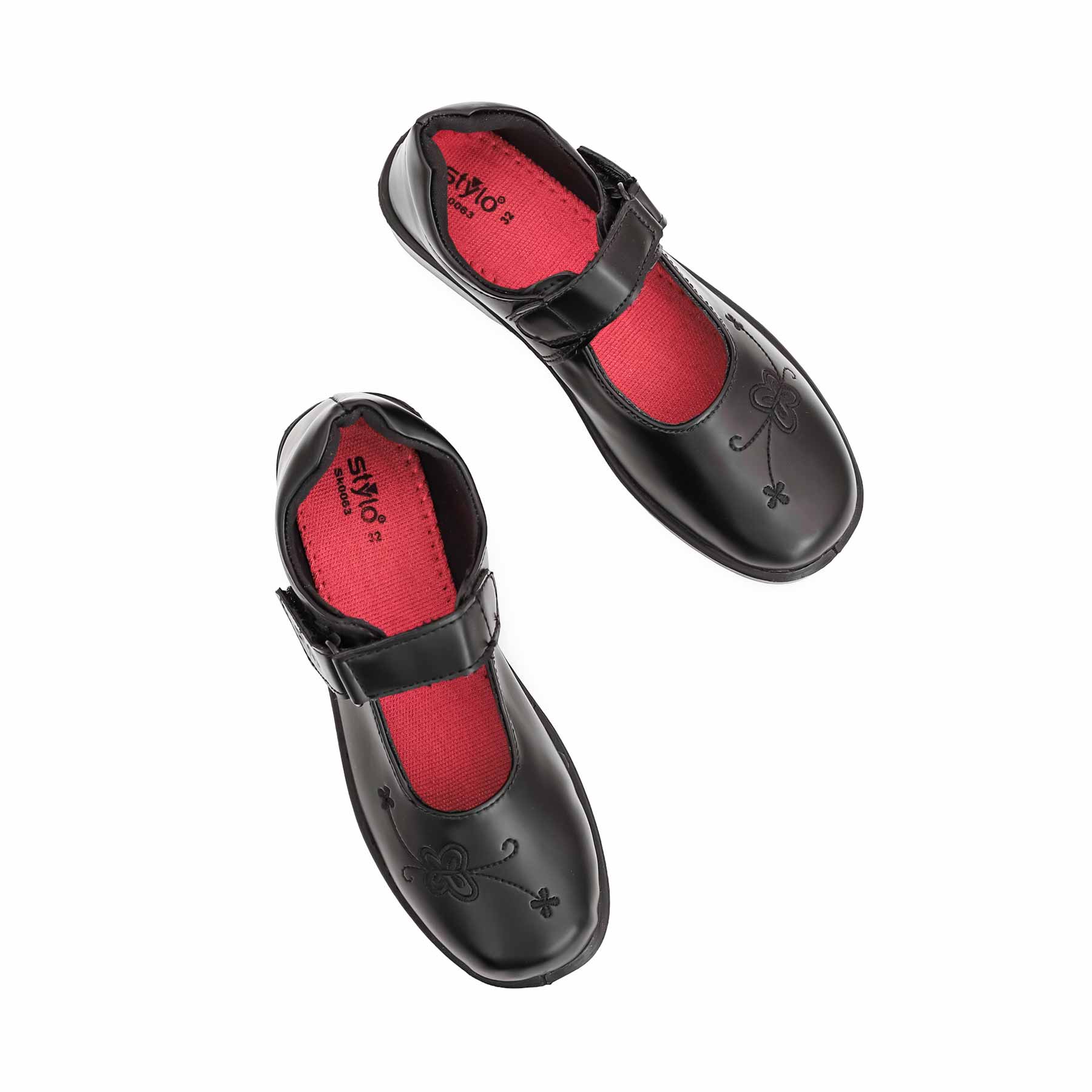Girls Black Velcro Strap School Shoes SK0063 - Image 4