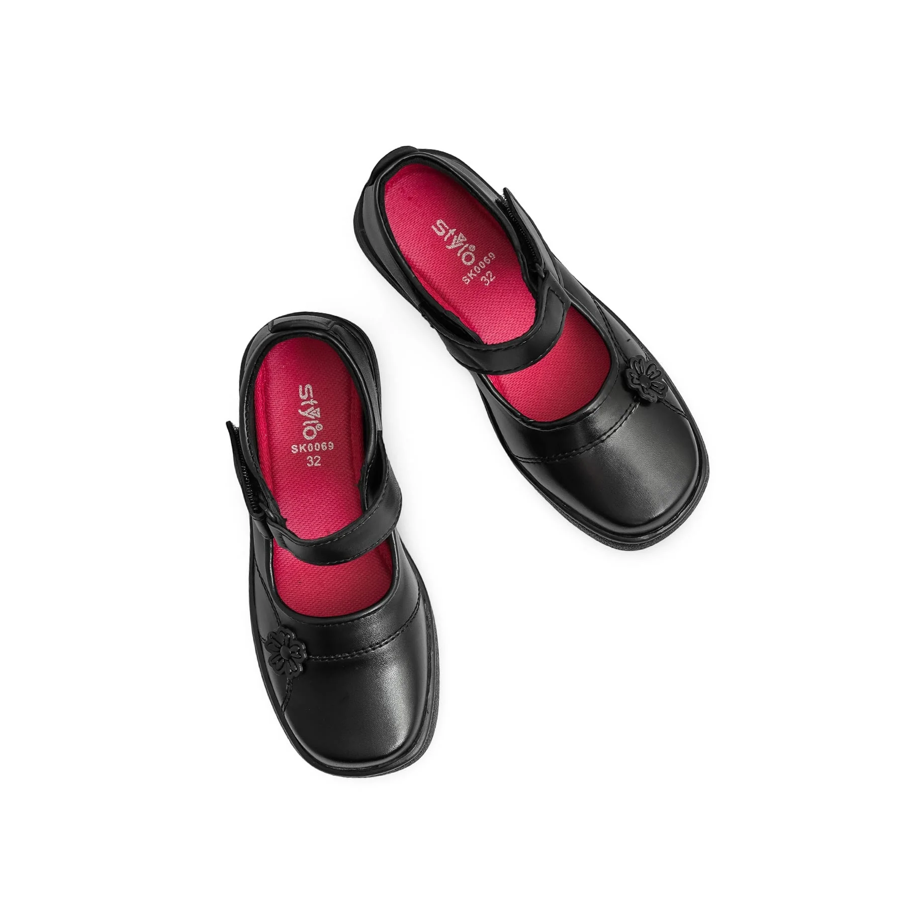 Girls Black Velcro Strap School Shoes SK0069 - Image 5