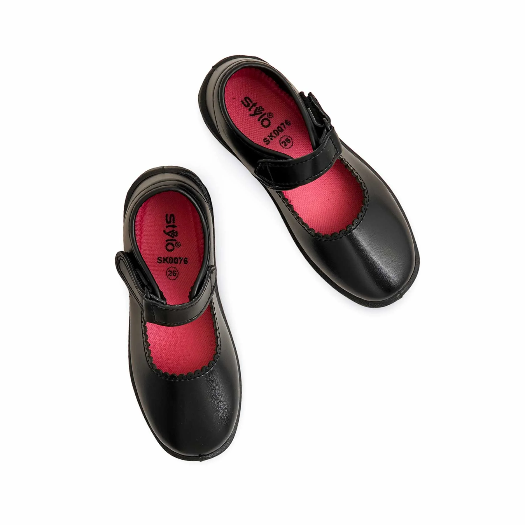 Girls Black Velcro Strap School Shoes SK0076 - Image 5