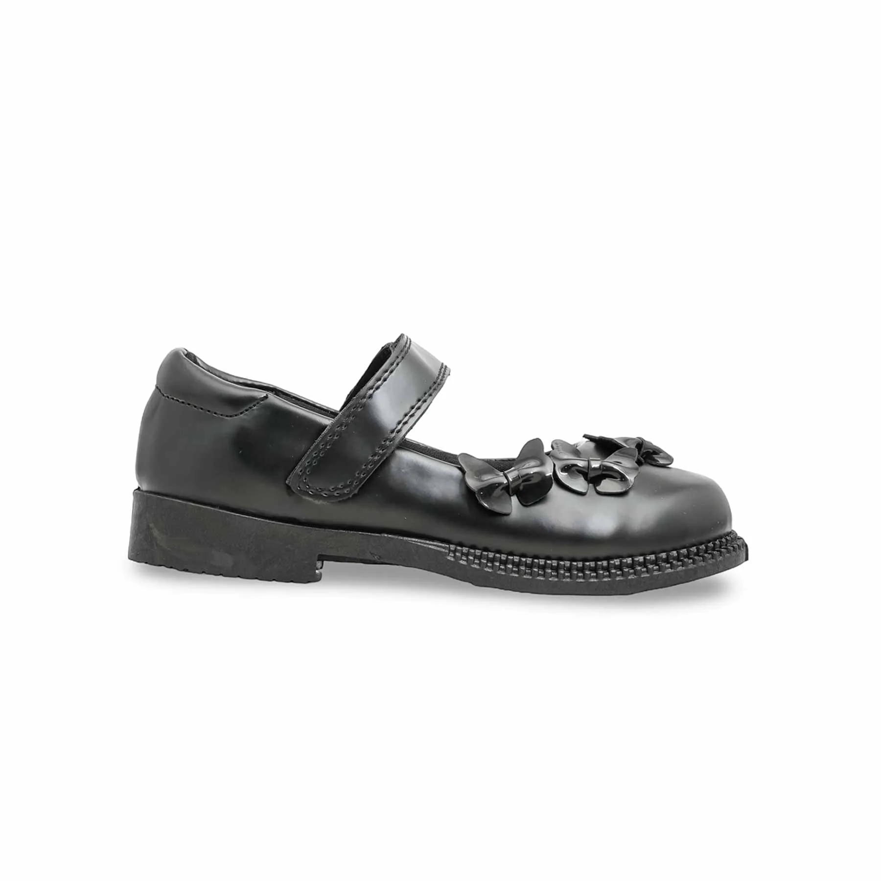 Girls Black Velcro Strap School Shoes SK0084 - Image 2