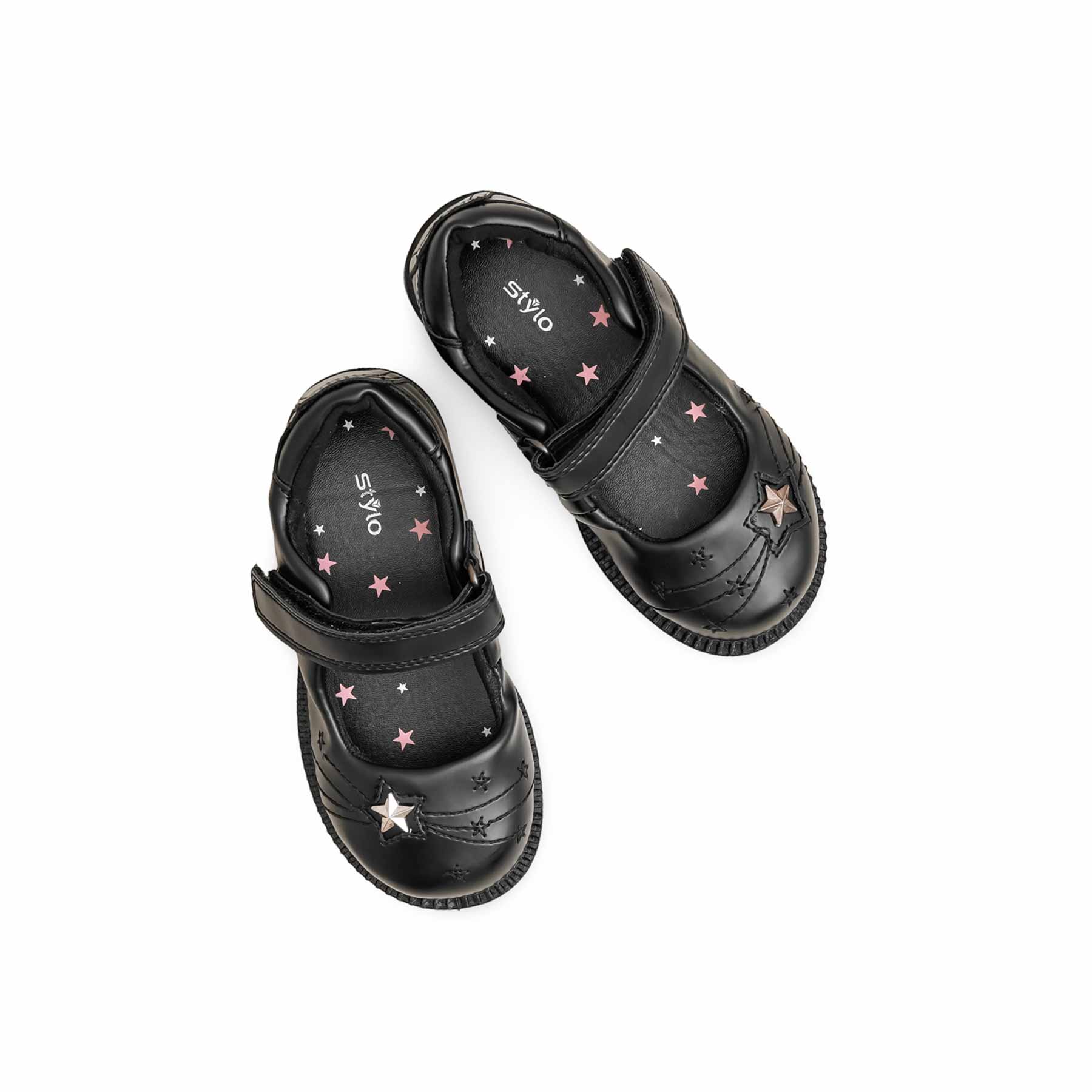 Girls Black Velcro Strap School Shoes SK0086 - Image 5