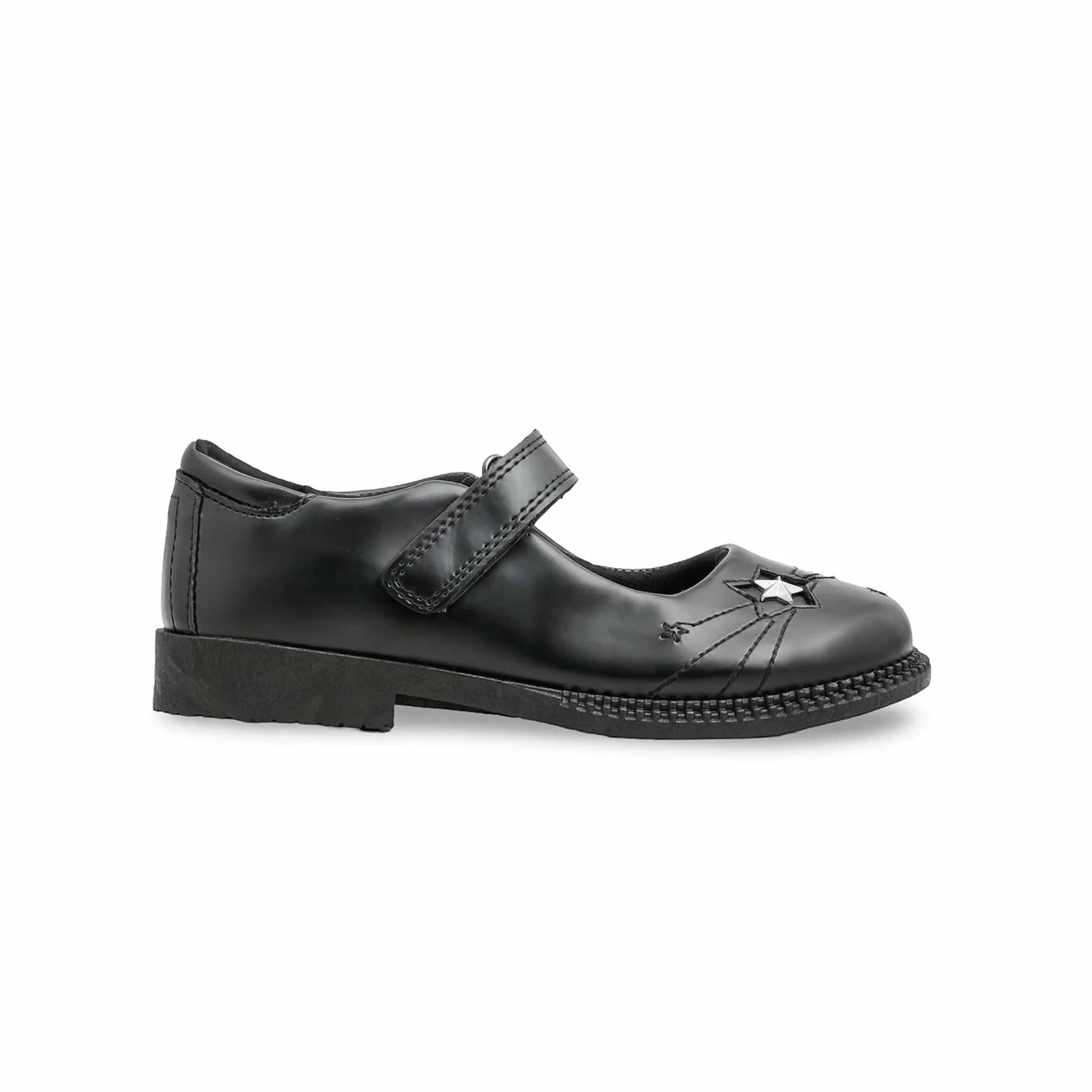 Girls Black Velcro Strap School Shoes SK0087 - Image 2
