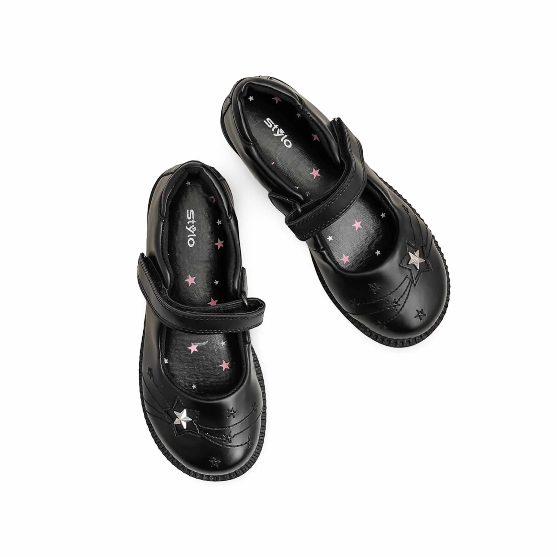 Girls Black Velcro Strap School Shoes SK0087 - Image 5