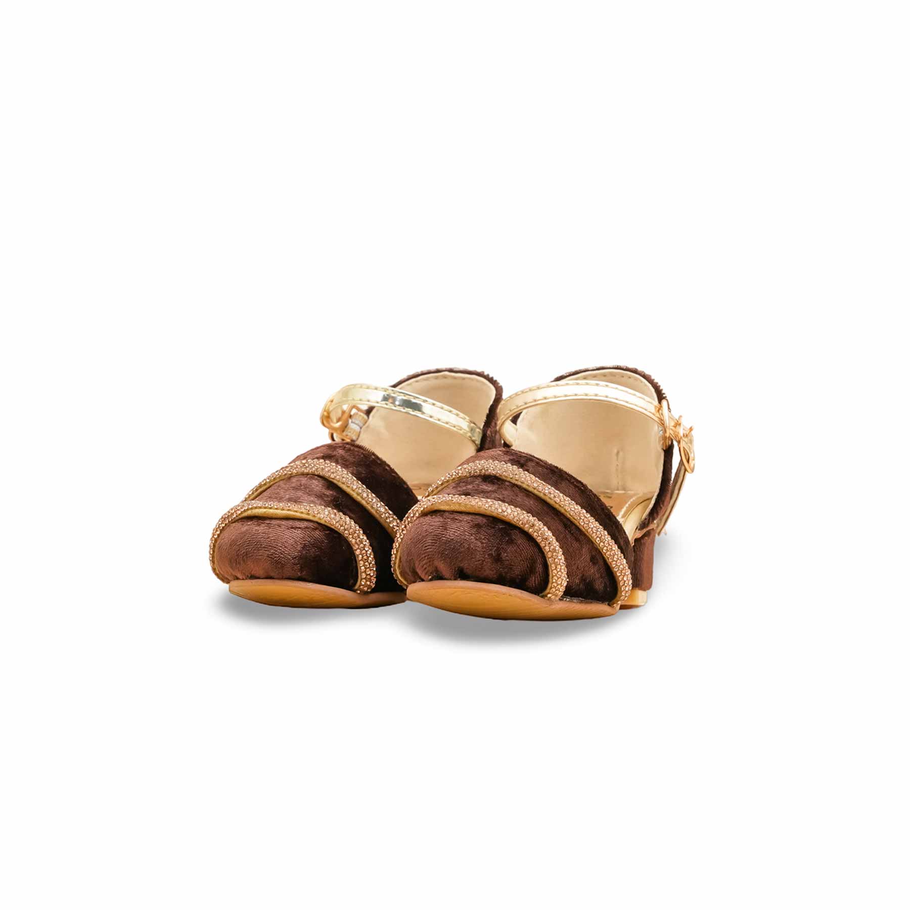 Girls Brown Fancy Pumps KD2482 - Image 3