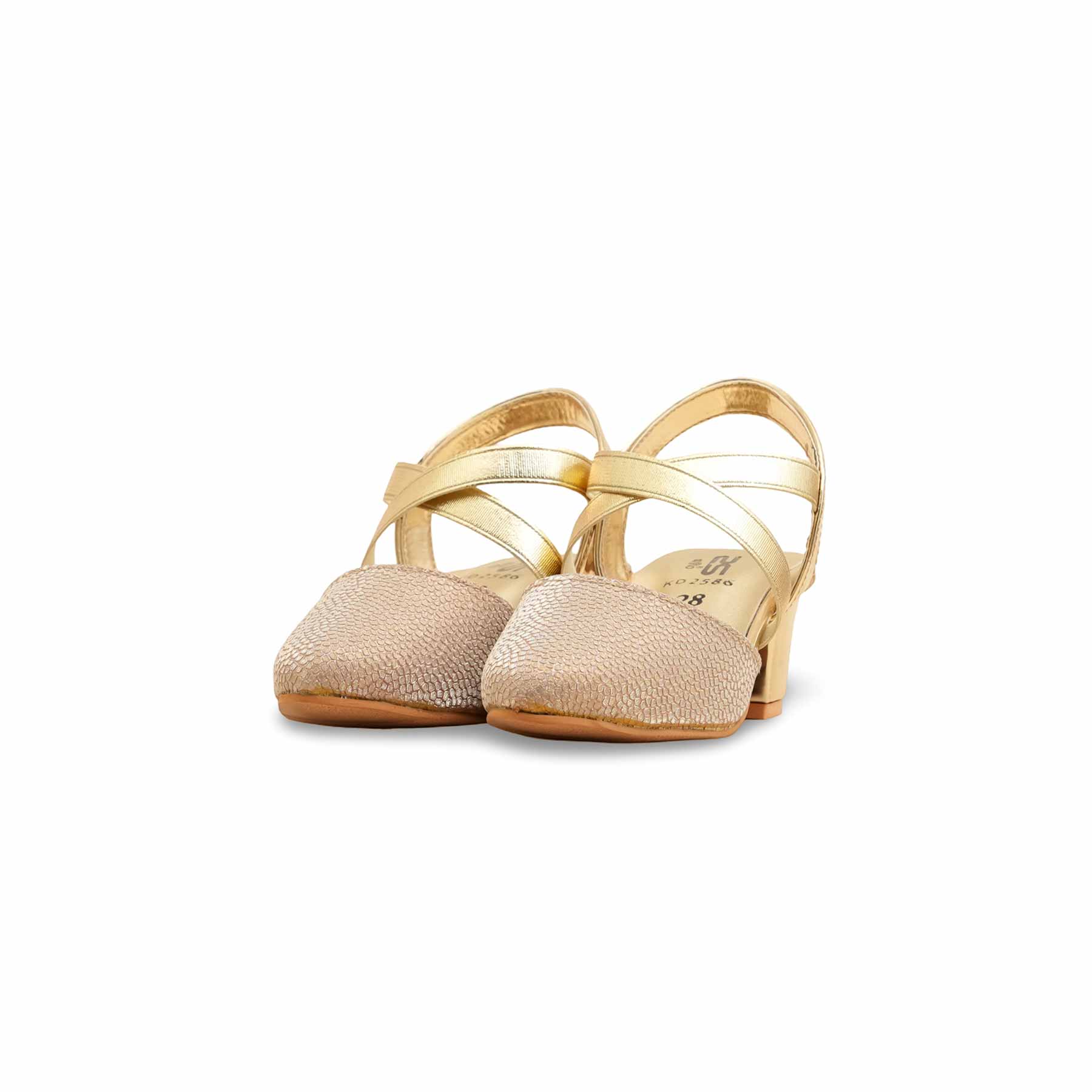 Girls Golden Fancy Pumps KD2586 - Image 3