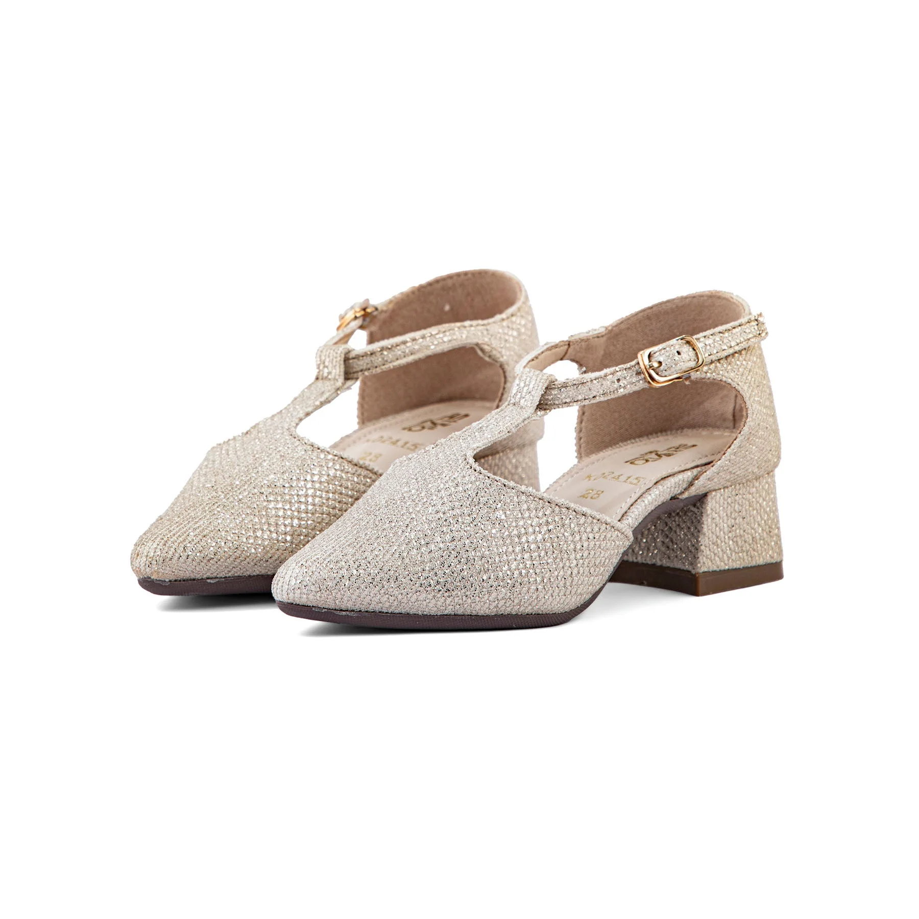 Girls Golden Fancy Pumps KD2415 - Image 2