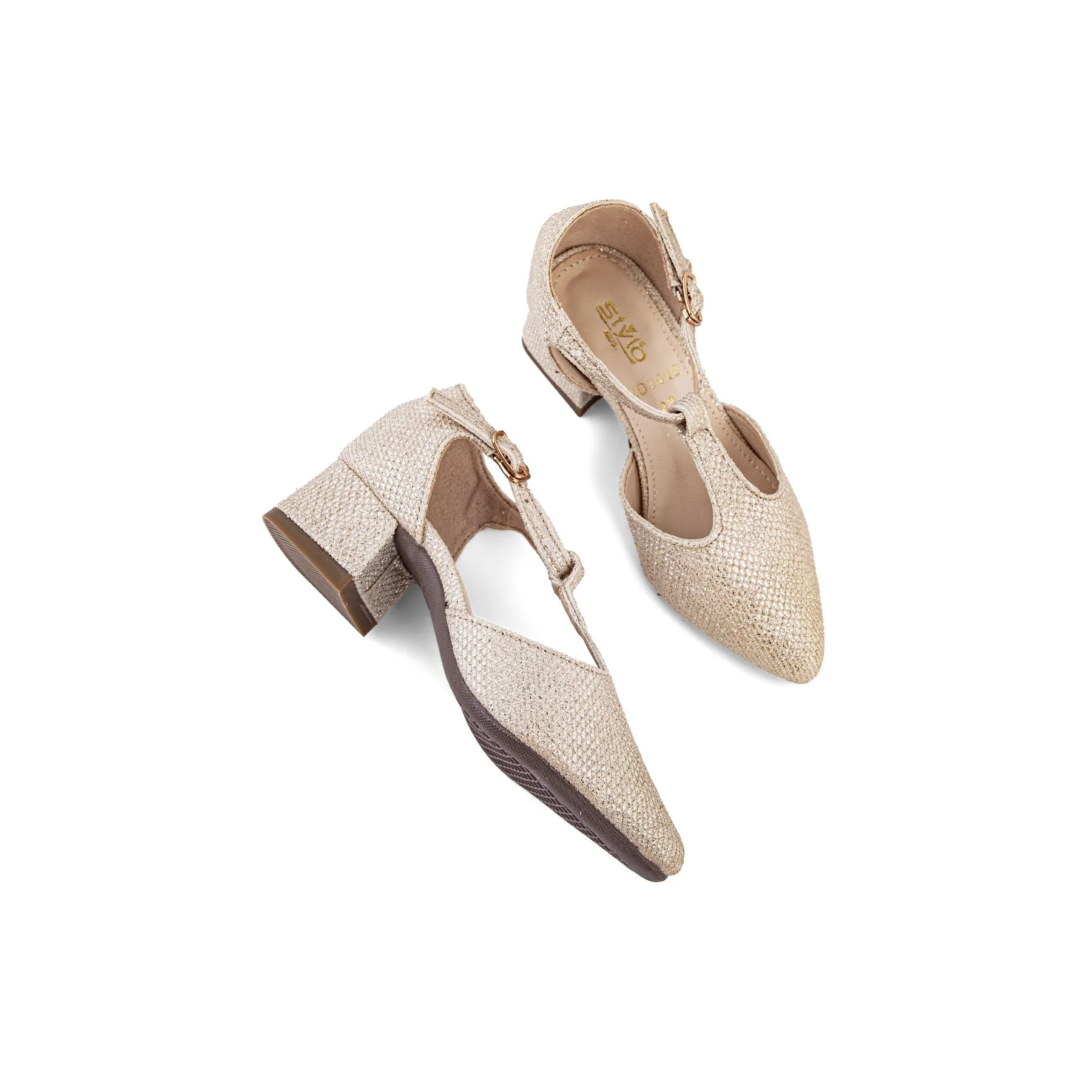 Girls Golden Fancy Pumps KD2415 - Image 4