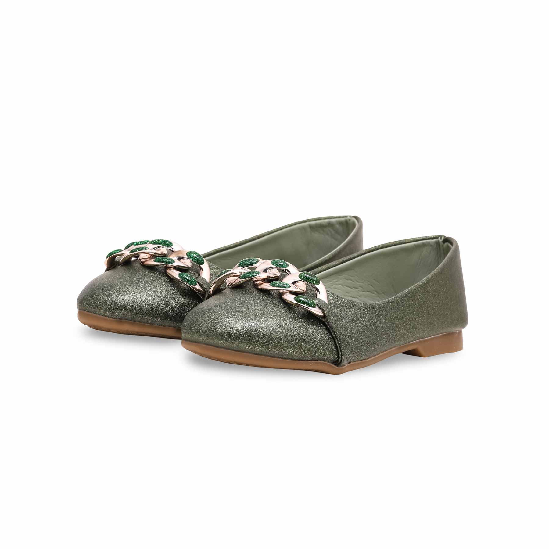 Girls Green Formal Pumps KD0967 - Image 3