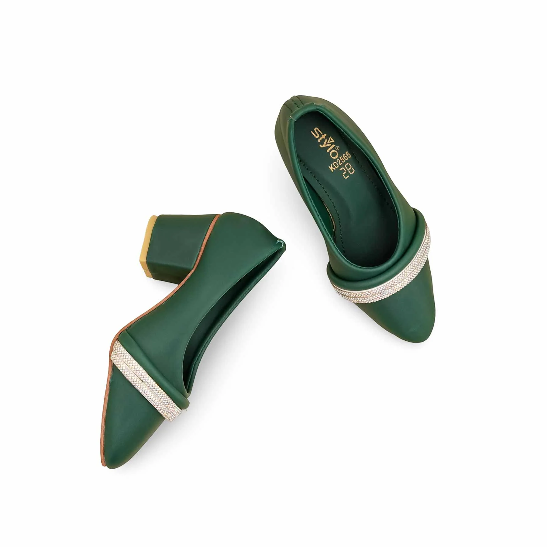 Girls Green Formal Pumps KD2565 - Image 5