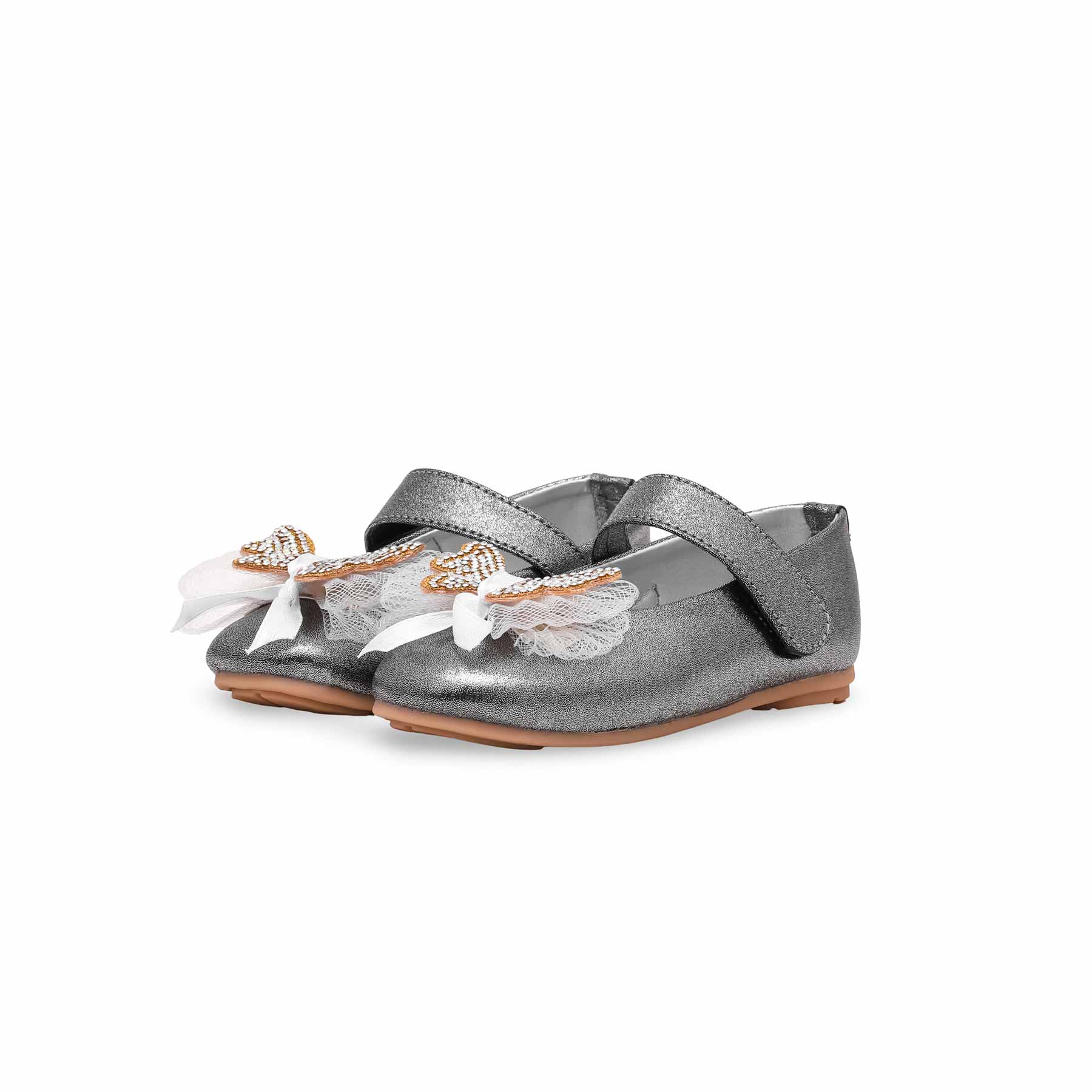 Girls Grey Fancy Pumps KD2260 - Image 3