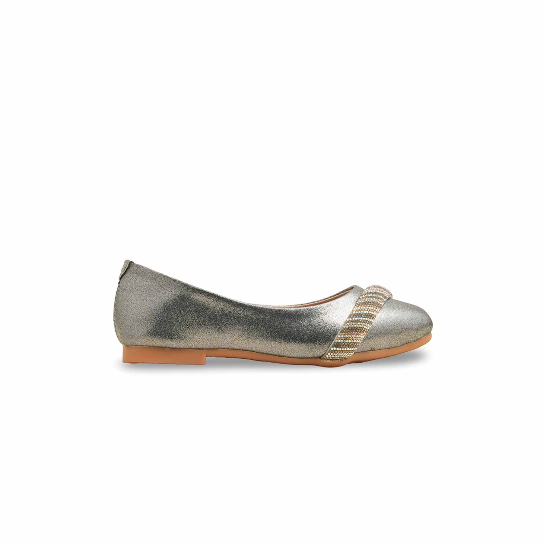 Girls Grey Fancy Pumps KD2562 - Image 2