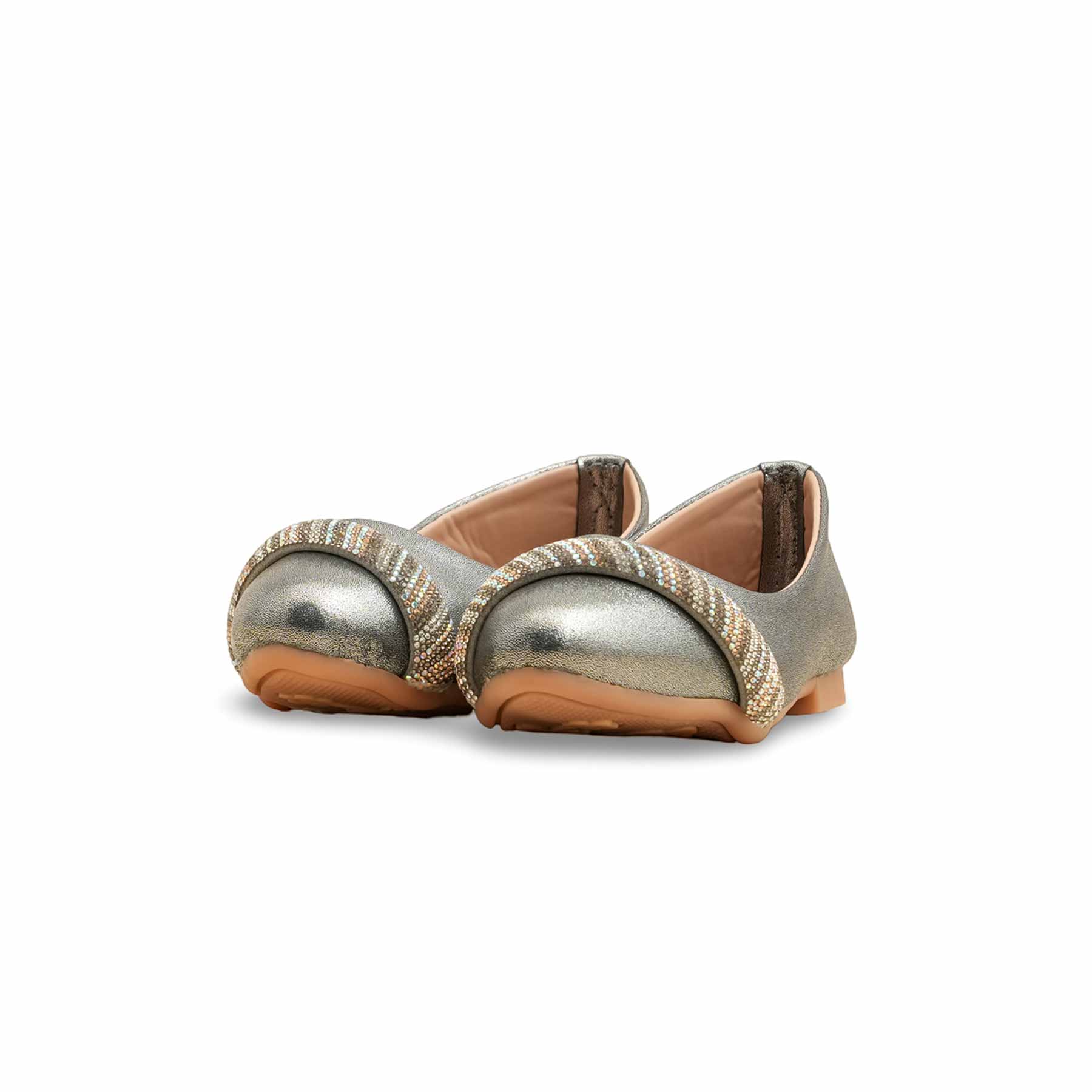 Girls Grey Fancy Pumps KD2562 - Image 3