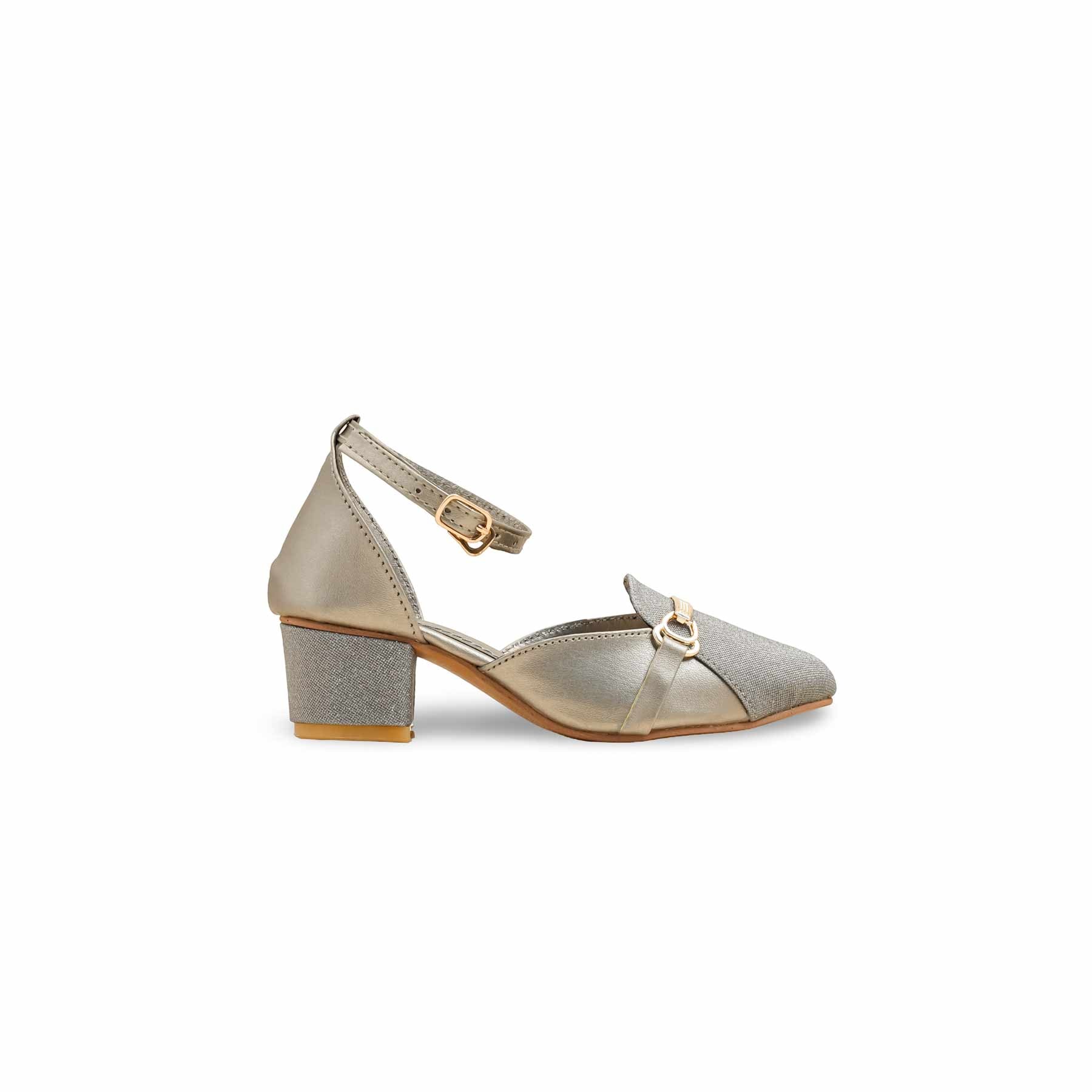 Girls Grey Fancy Pumps KD2568 - Image 2