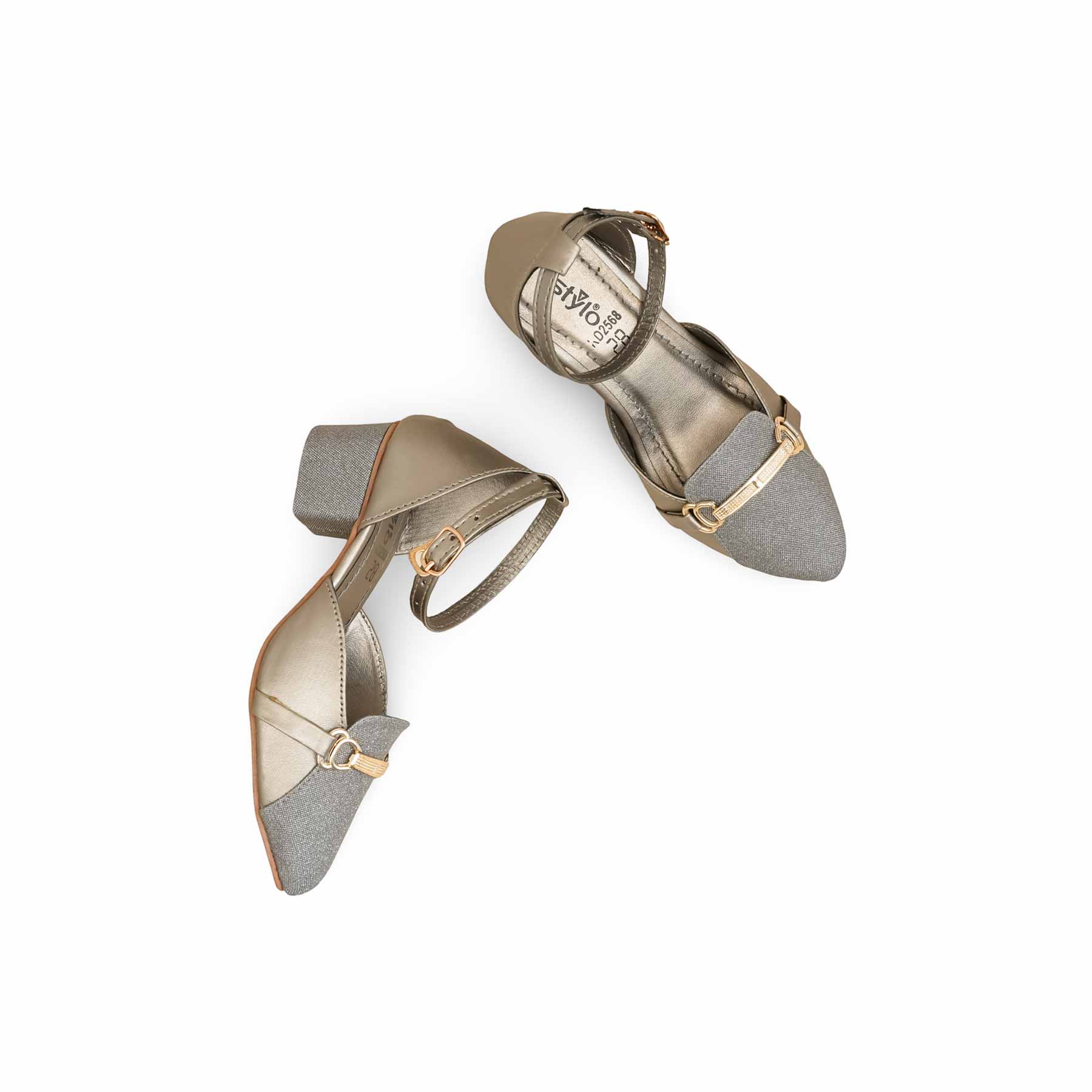 Girls Grey Fancy Pumps KD2568 - Image 5