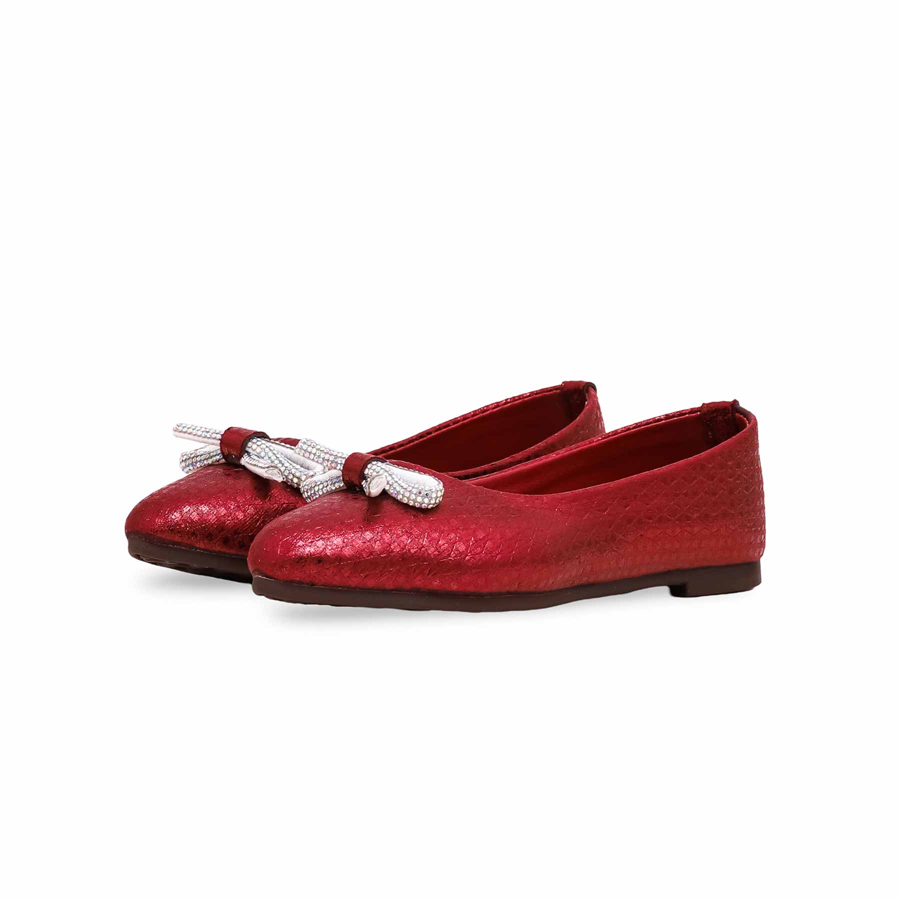 Girls Maroon Fancy Pumps KD2366 - Image 2