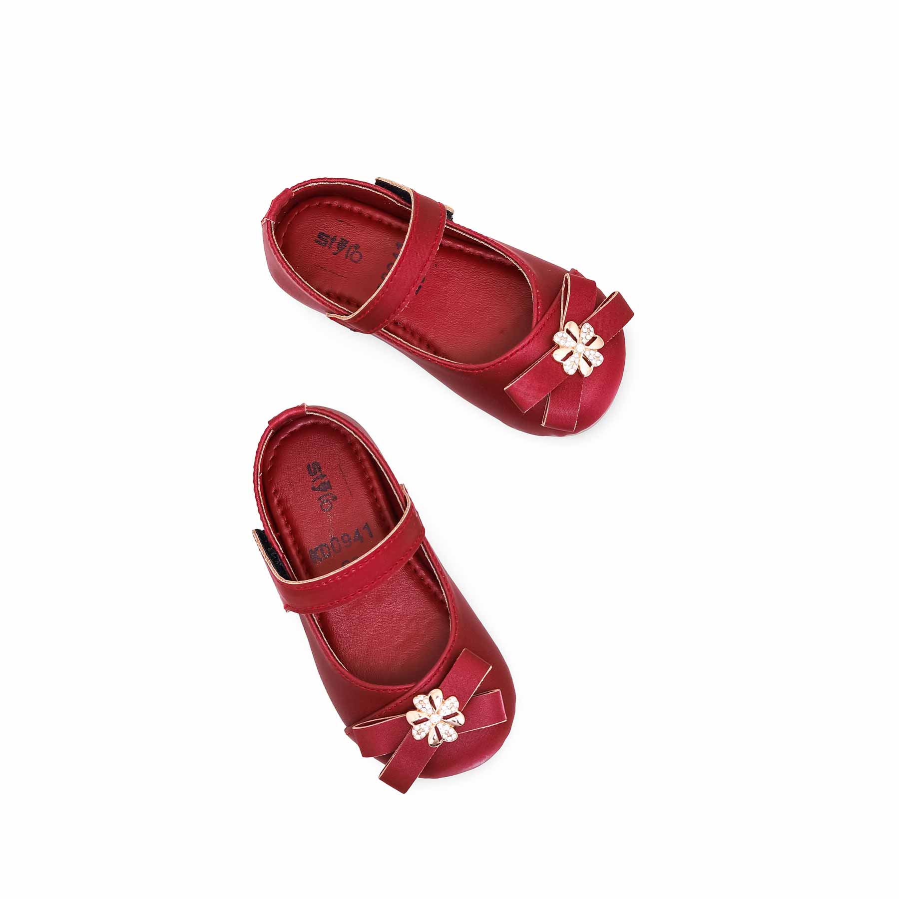 Girls Maroon Formal Pumps KD0941 - Image 4