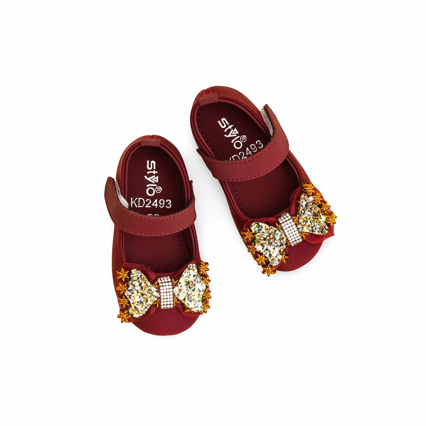 Girls Maroon Formal Pumps KD2493 - Image 5