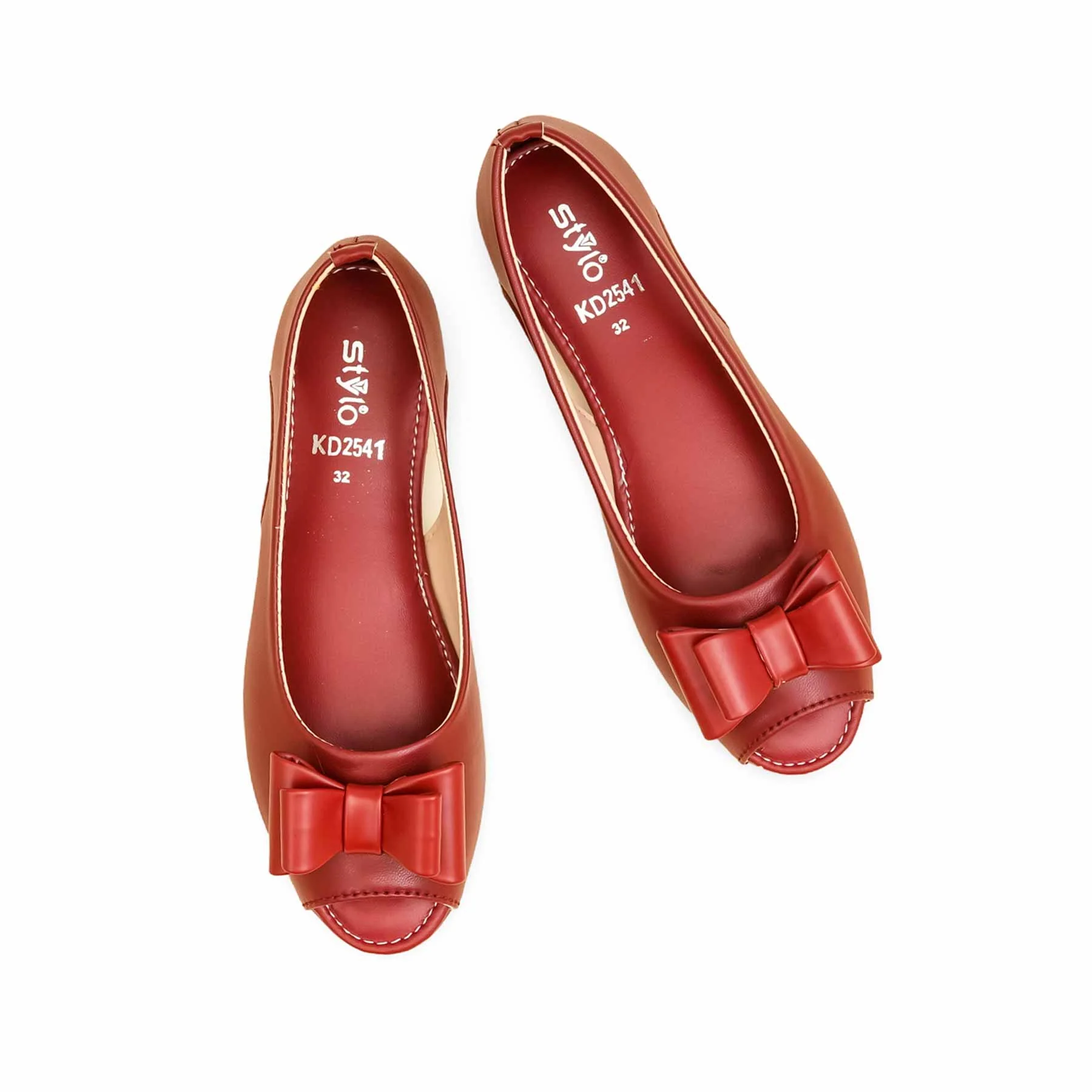 Girls Maroon Formal Pumps KD2541 - Image 5