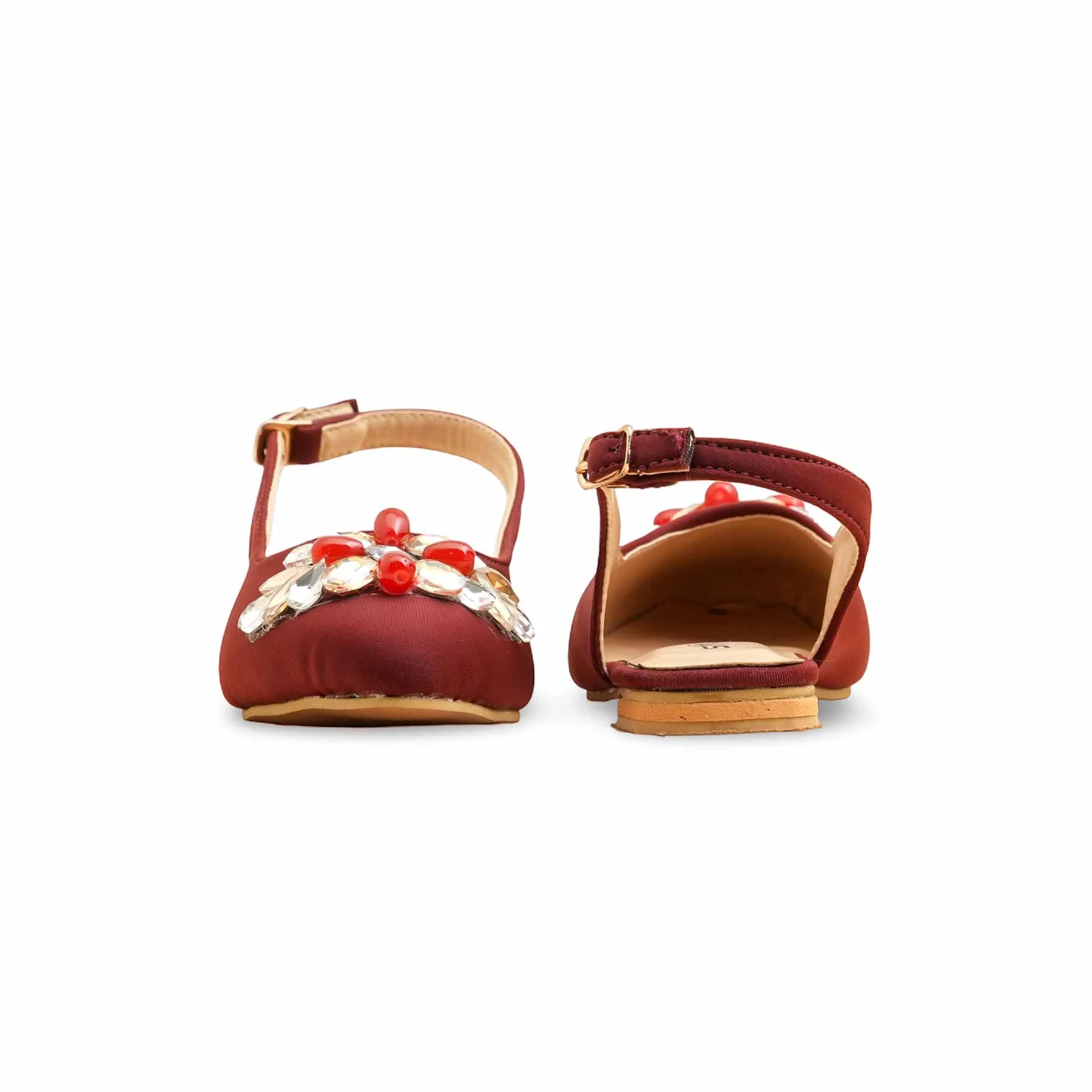 Girls Maroon Formal Pumps KD2551 - Image 4