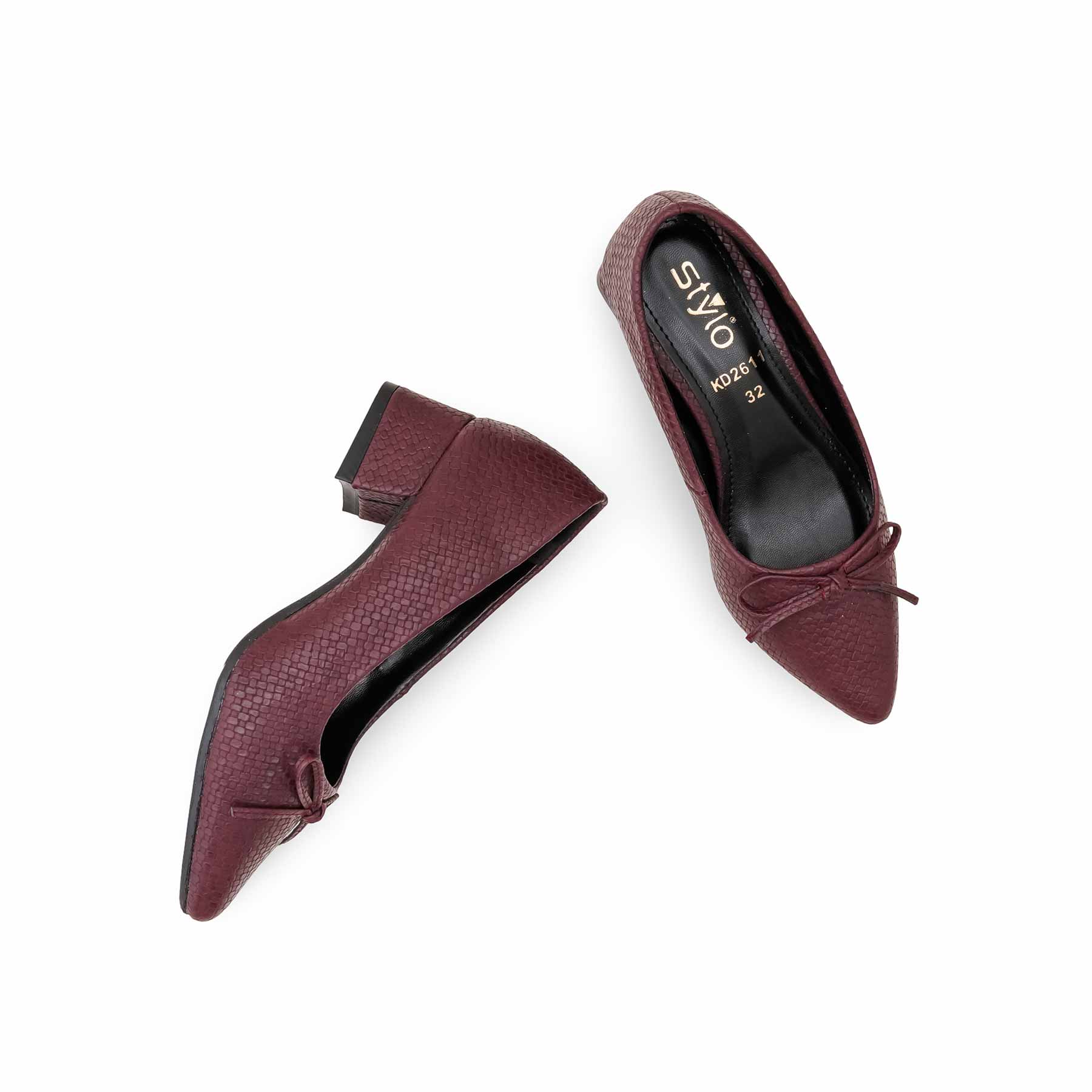 Girls Maroon Formal Pumps KD2611 - Image 5