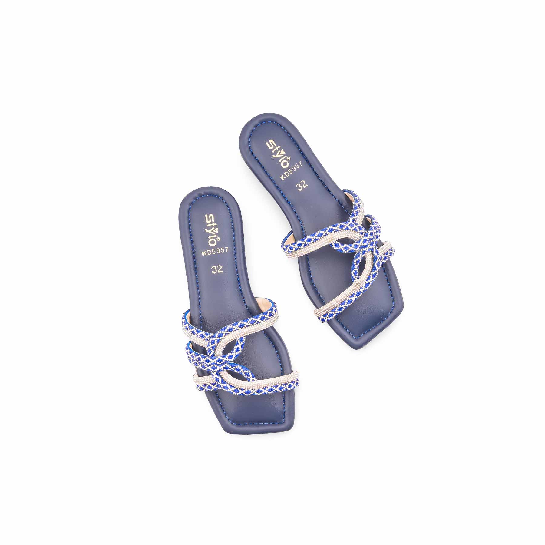 Girls Navy Fancy Slipper KD5957 - Image 5