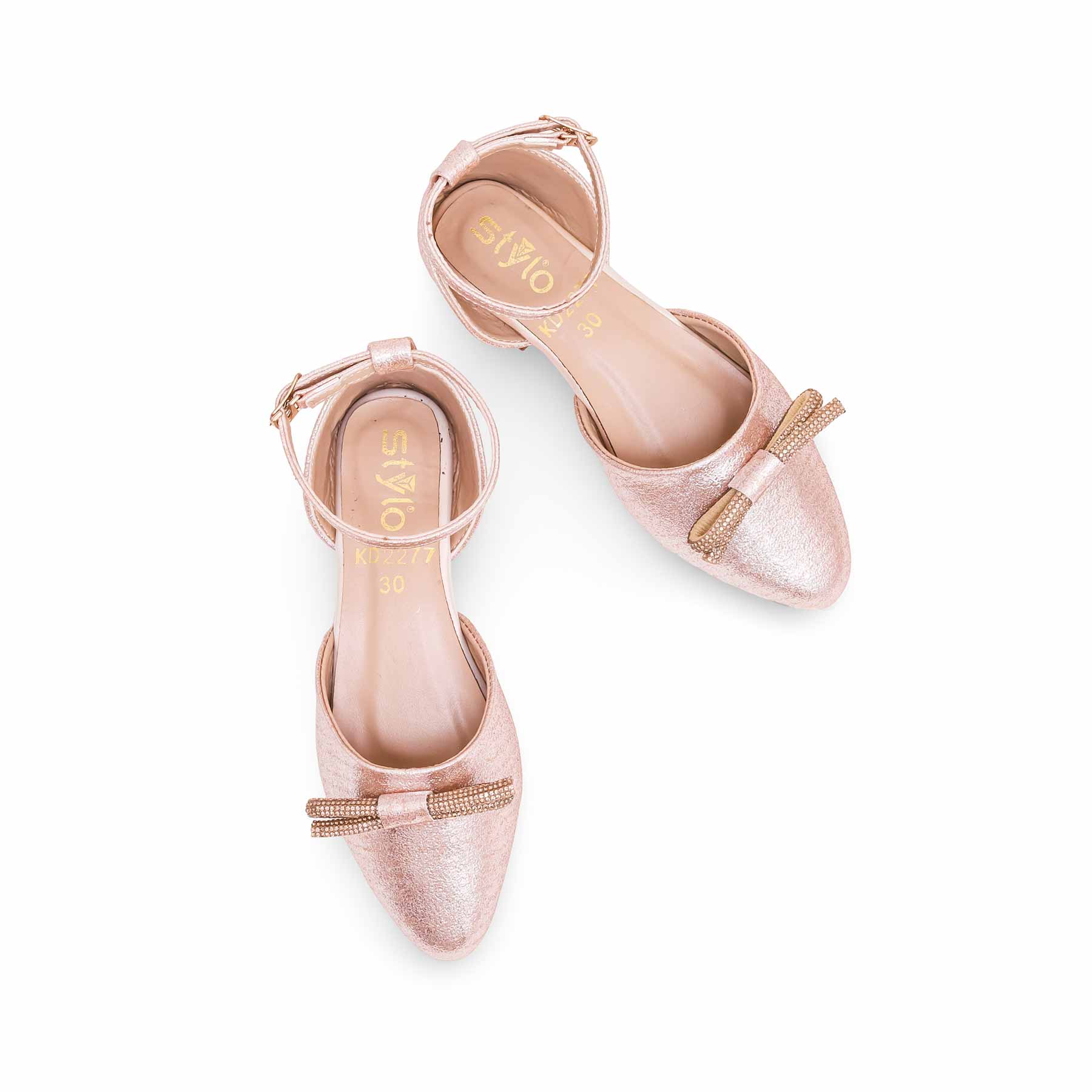 Girls Peach Fancy Pumps KD2277 - Image 4