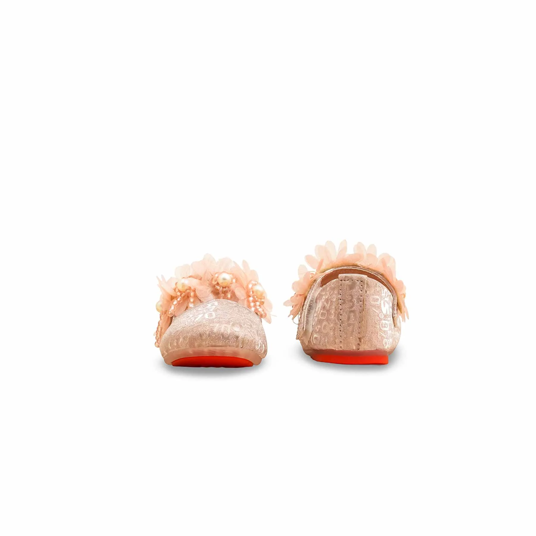 Girls Peach Fancy Pumps KD2560 - Image 4