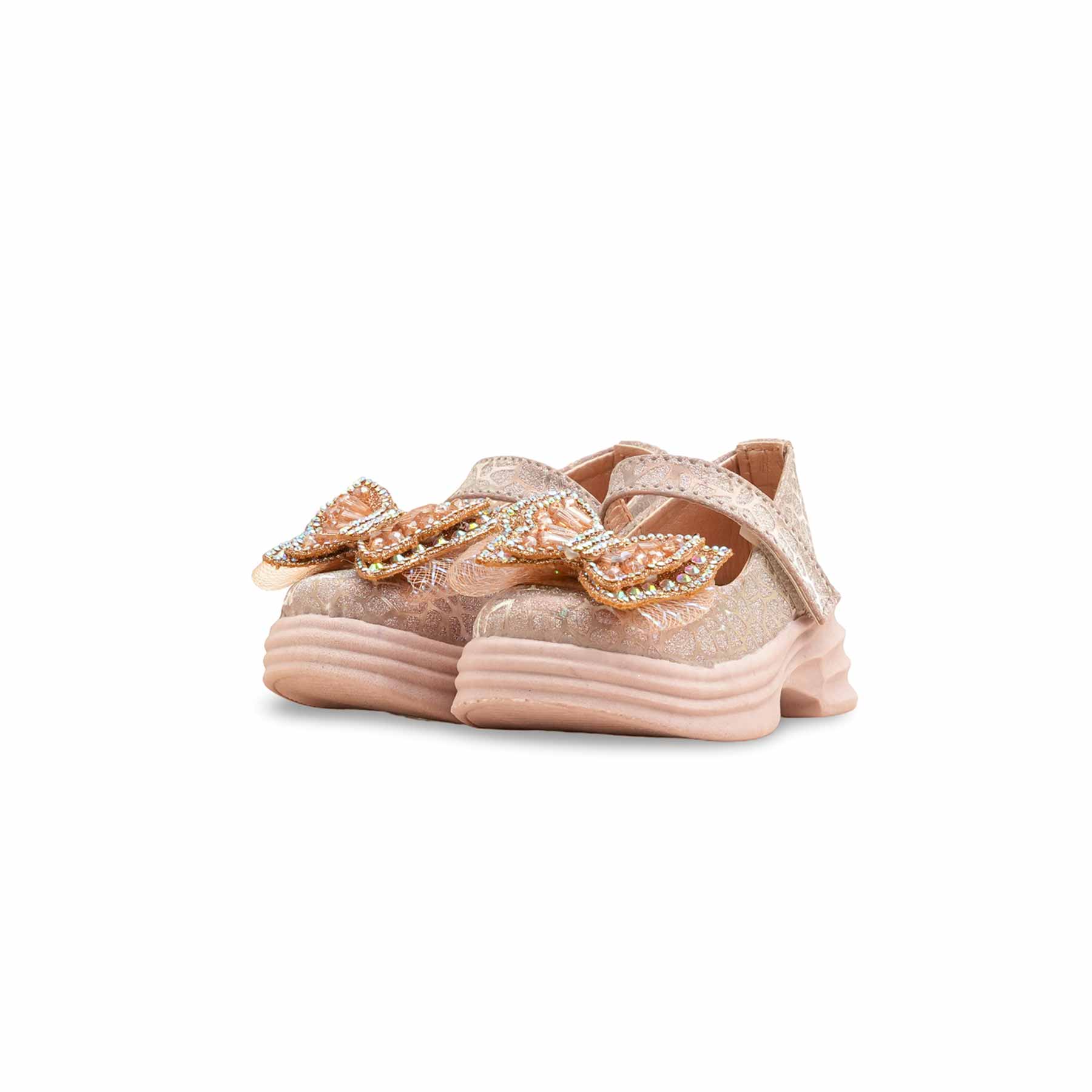 Girls Peach Fancy Pumps KD2561 - Image 3