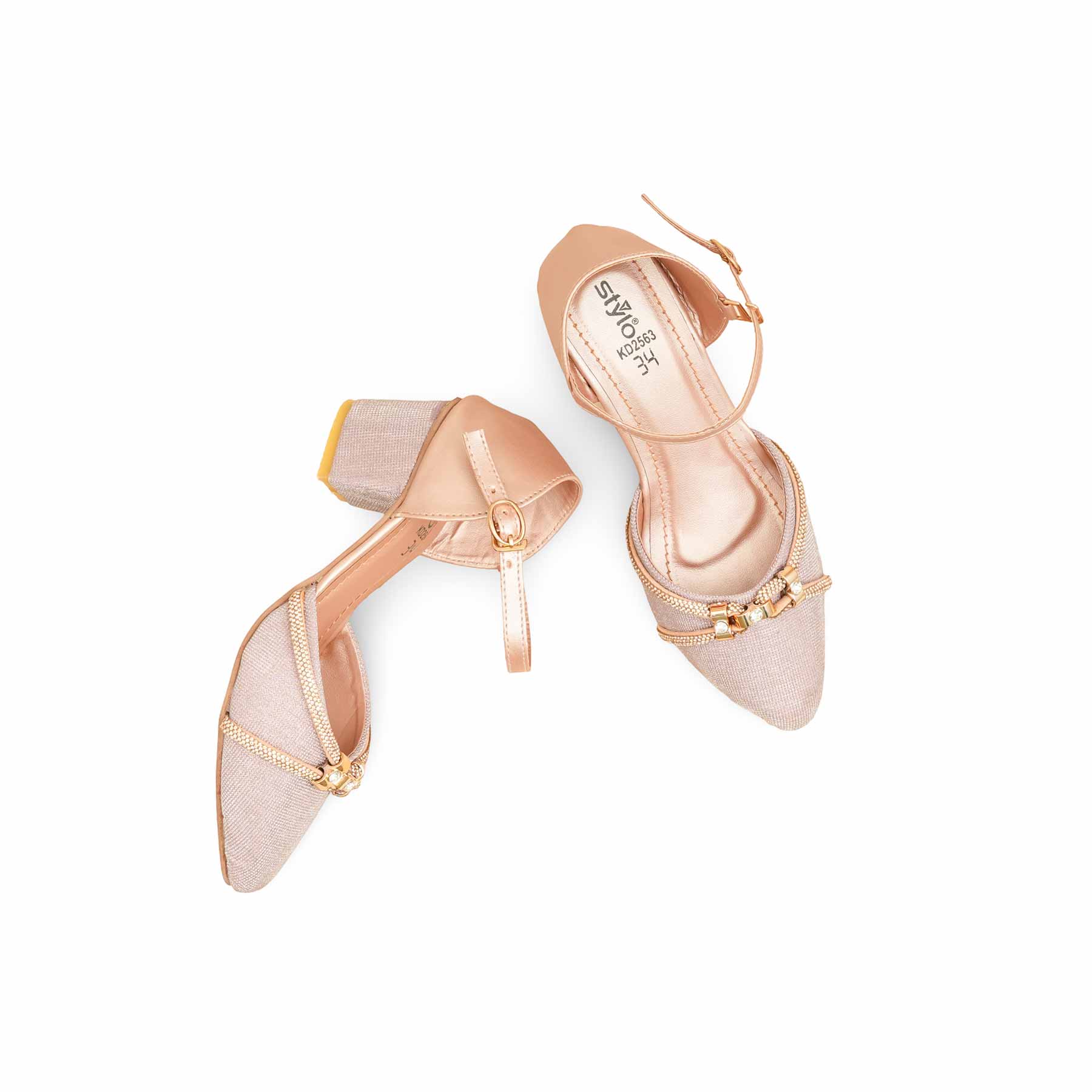 Girls Peach Fancy Pumps KD2563 - Image 5