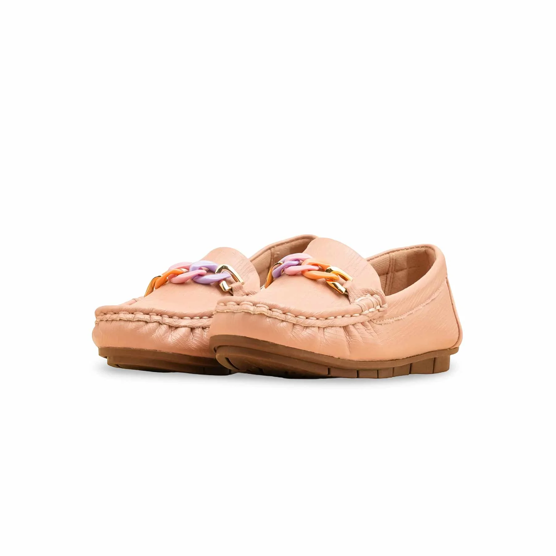 Girls Peach Formal Moccasin KD2601 - Image 3