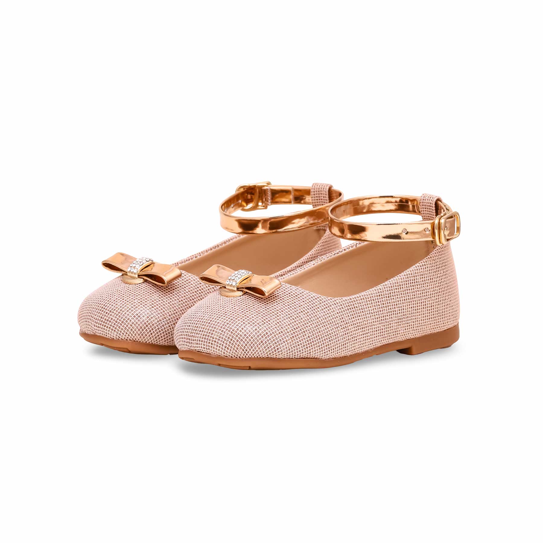 Girls Peach Formal Pumps KD2270 - Image 3