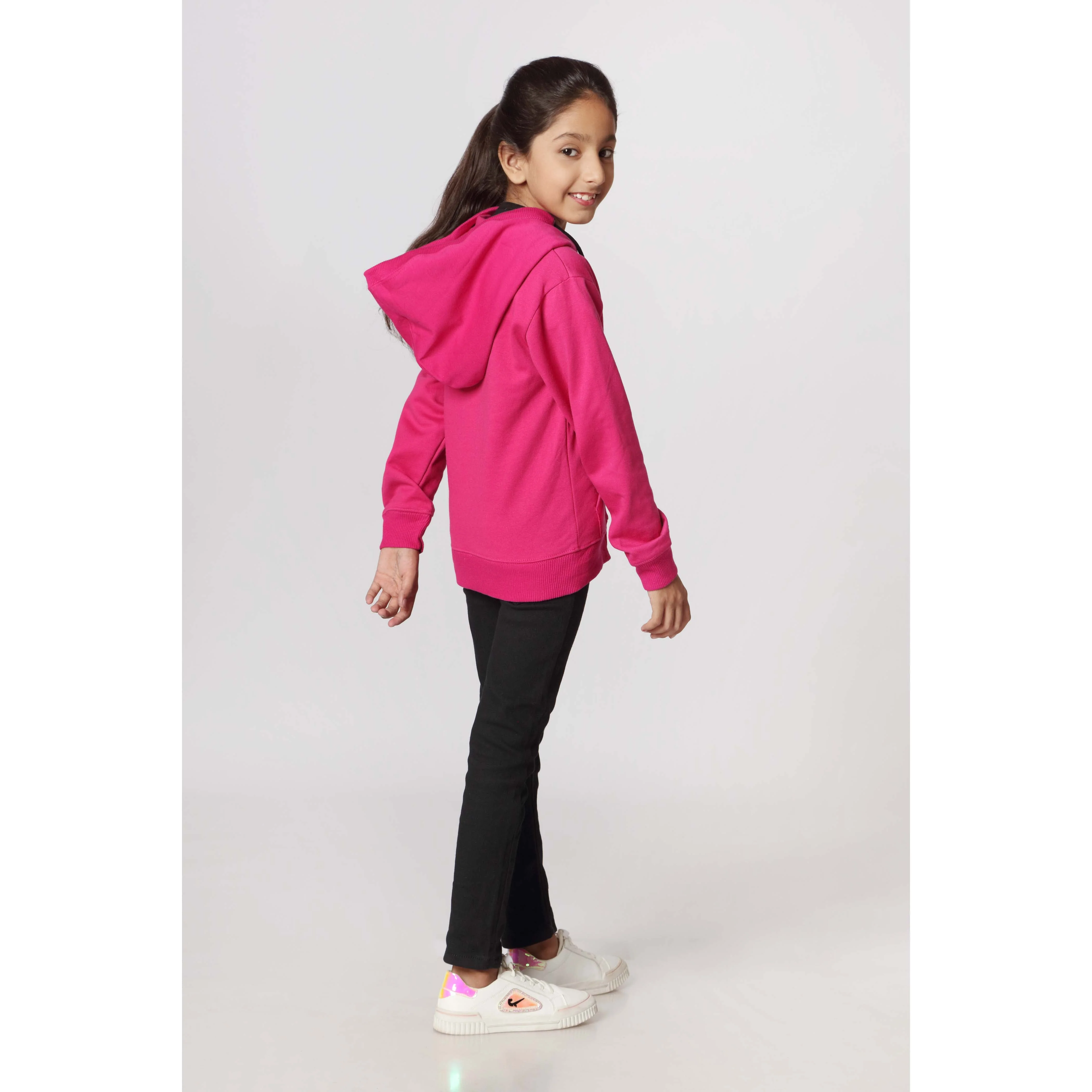 Girls Pink Fleece Zipper Hoodie PW2870 - Image 3