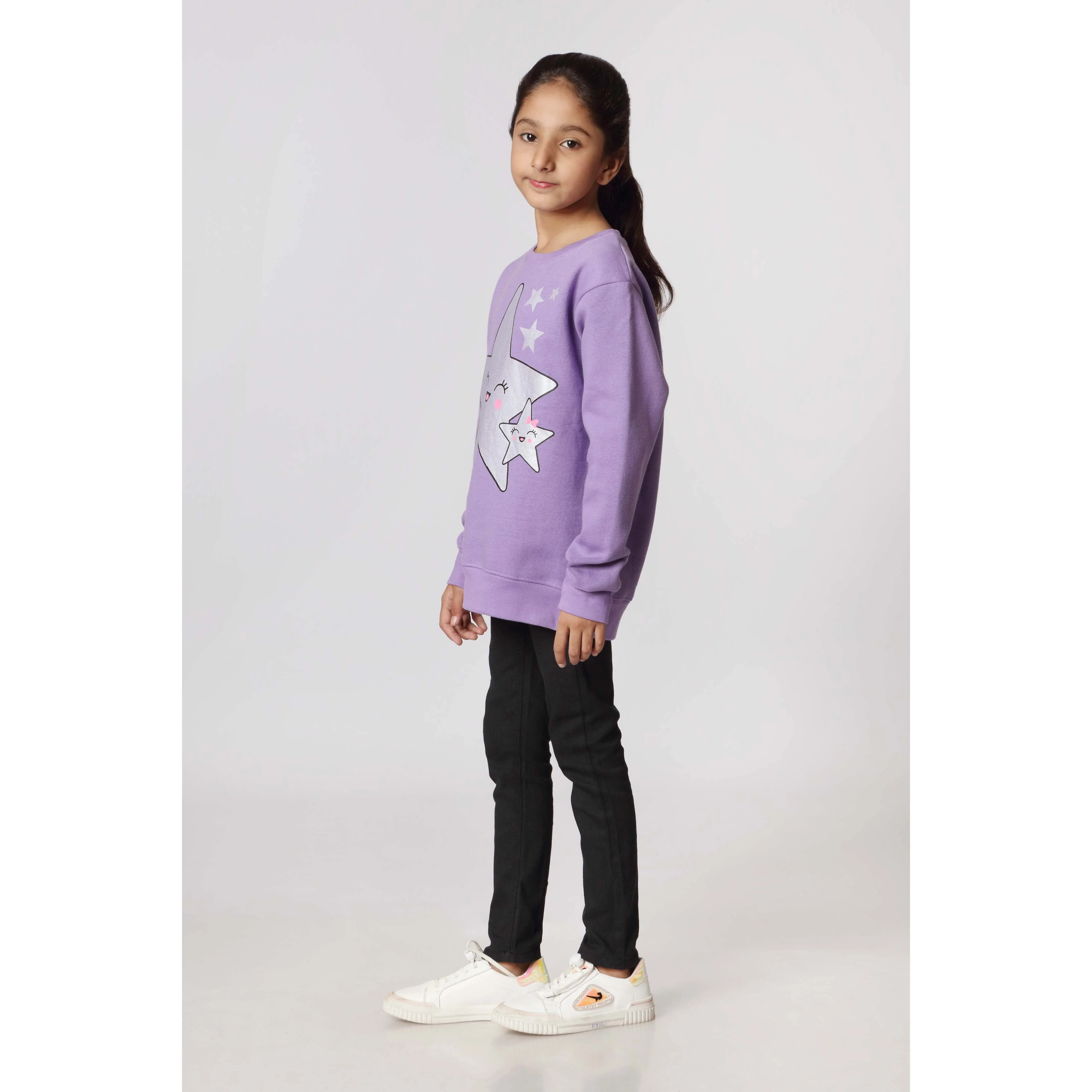 Girls Purple Fleece Sweat Shirt PW2846 - Image 2