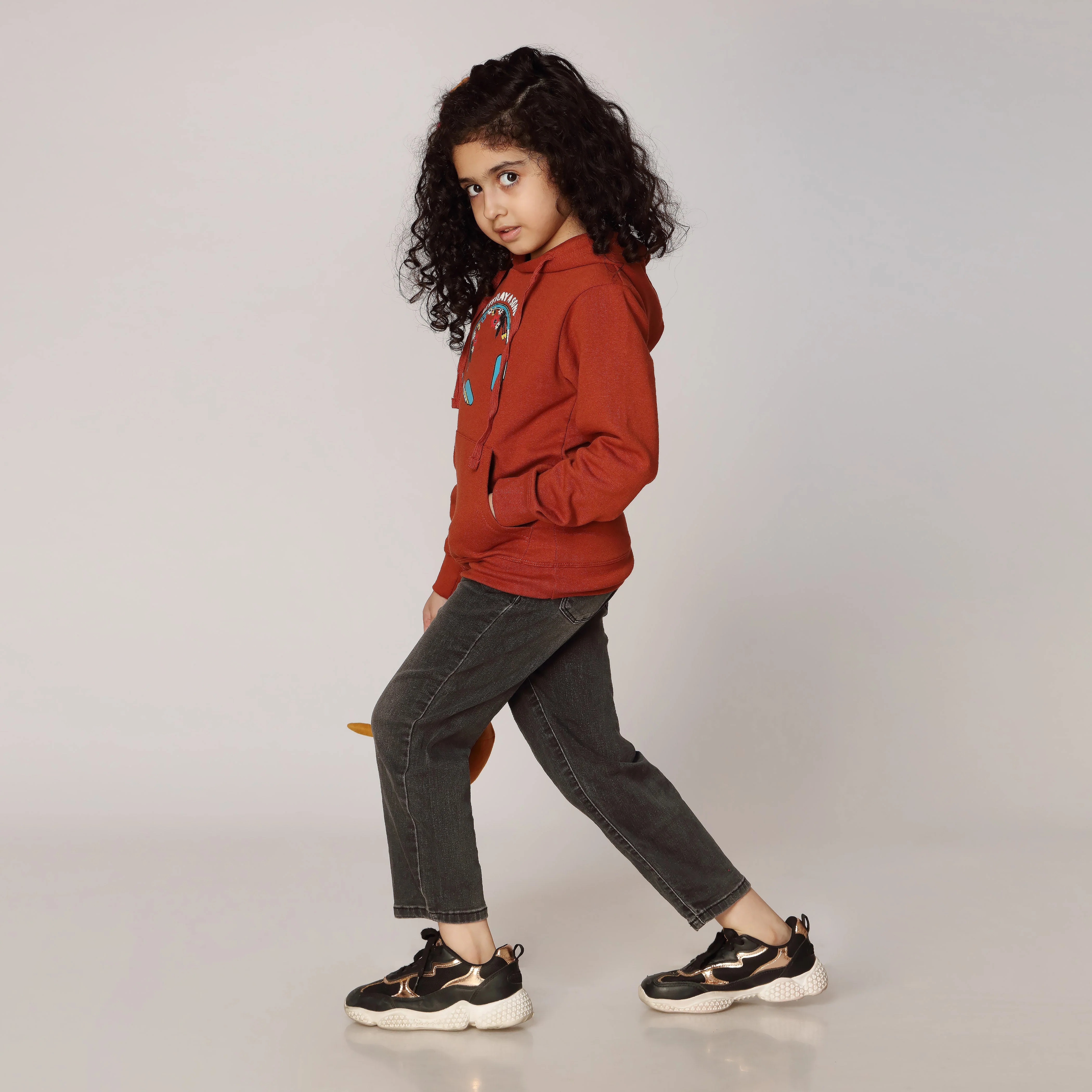 Girls Rust Fleece Puller Hoodie PW2865 - Image 2