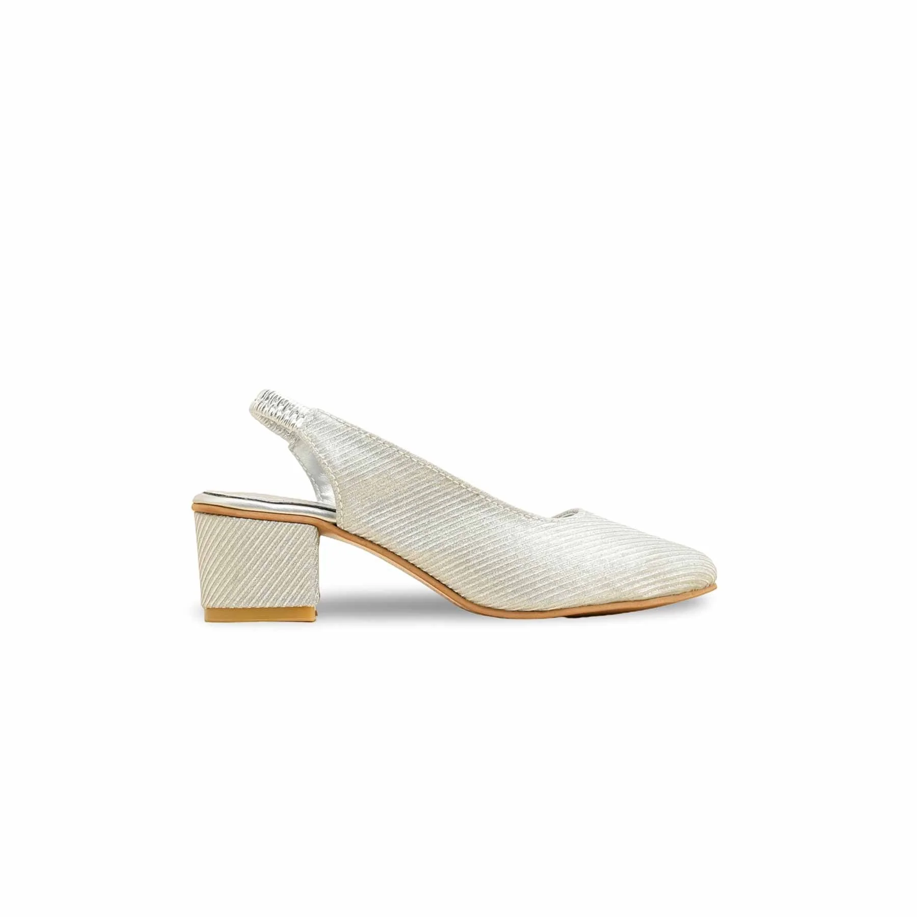 Girls Silver Fancy Court Shoes KD2492 - Image 2