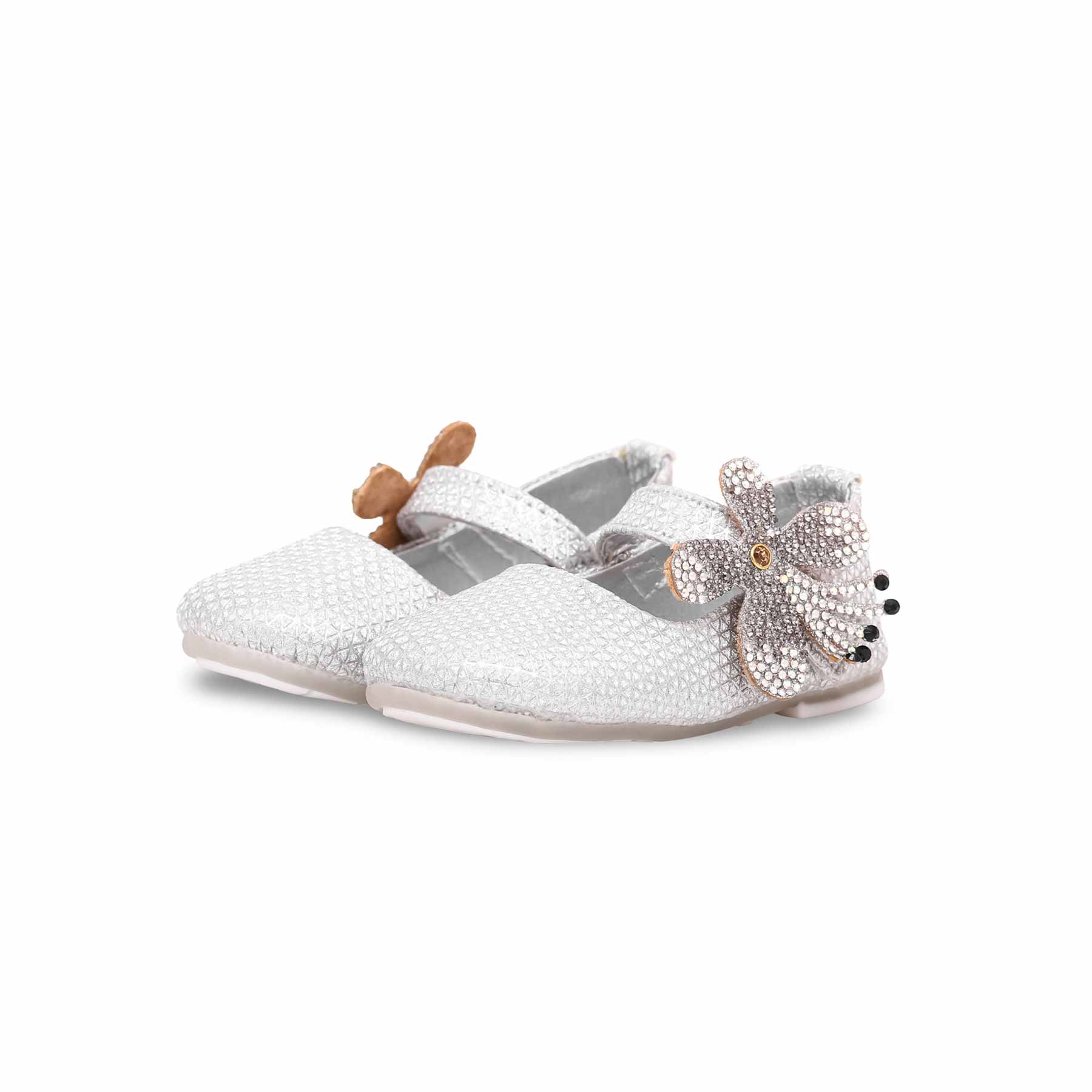 Girls Silver Fancy Pumps KD0900 - Image 3