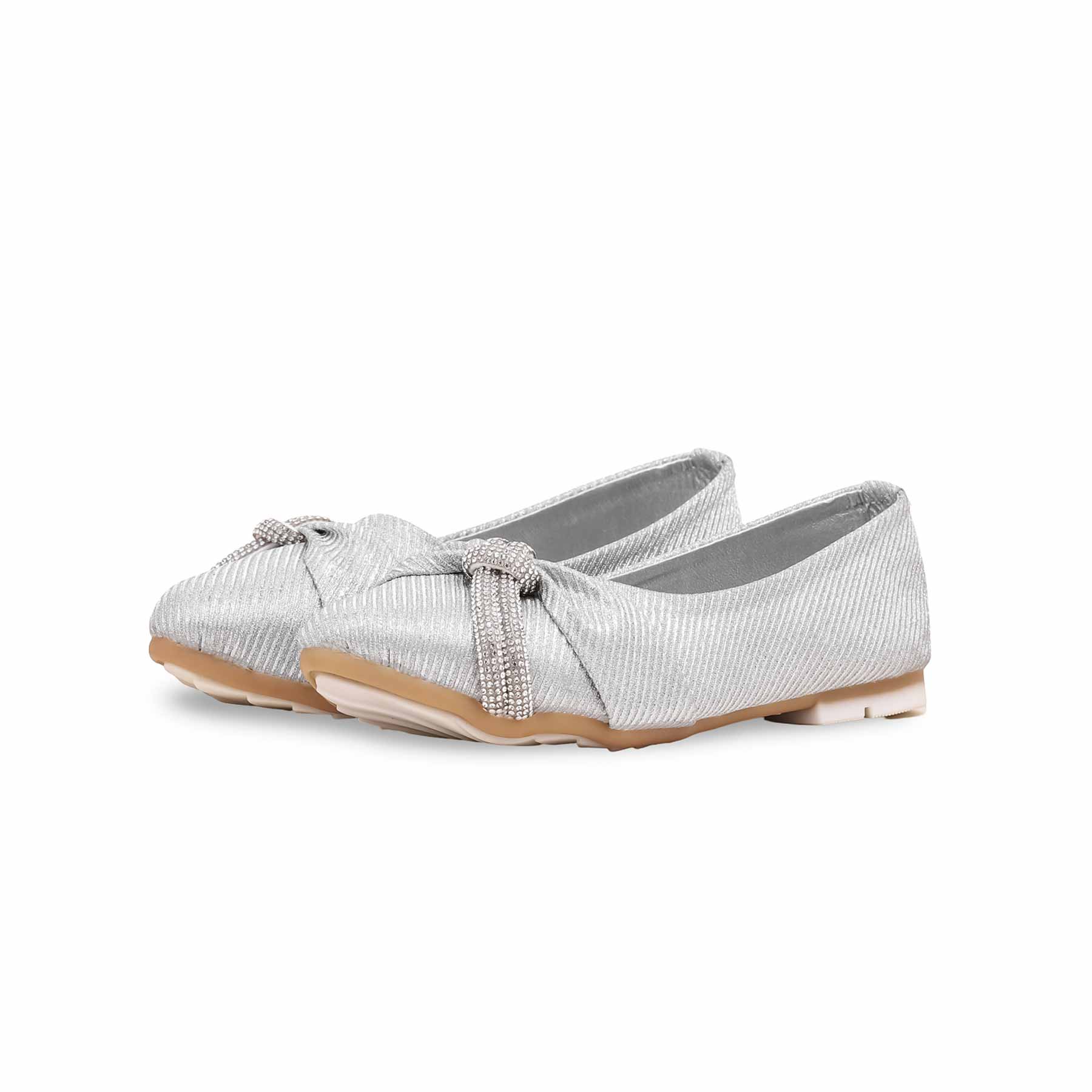 Girls Silver Fancy Pumps KD2423 - Image 3