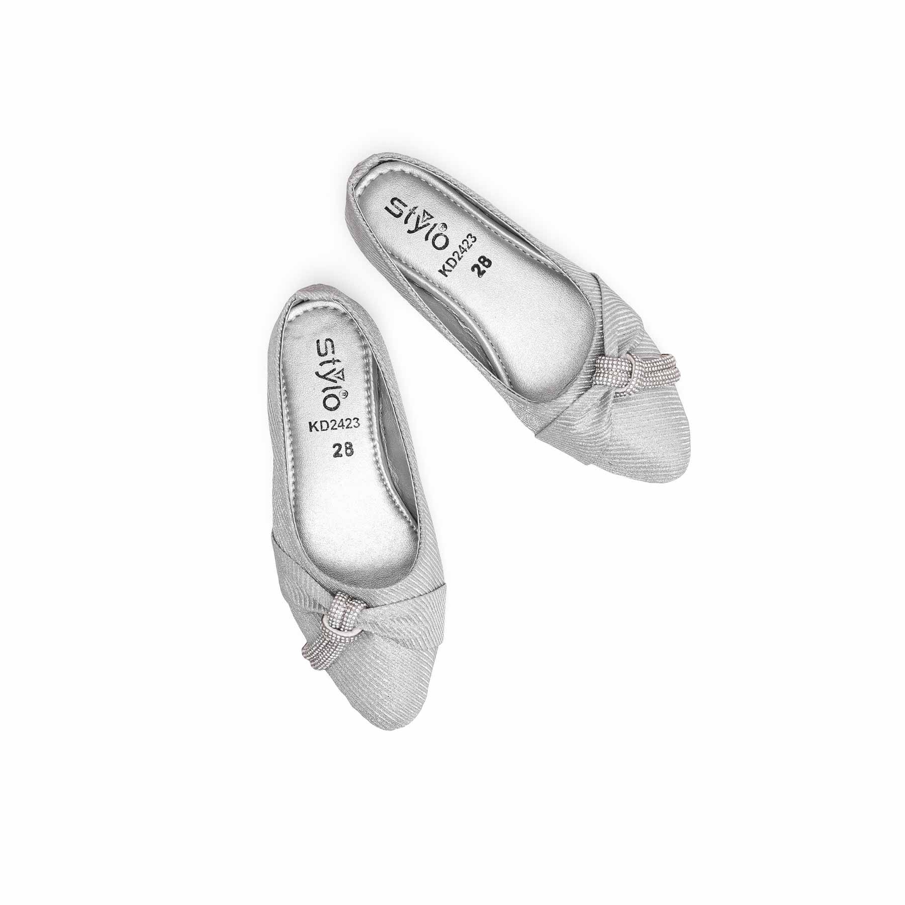 Girls Silver Fancy Pumps KD2423 - Image 5