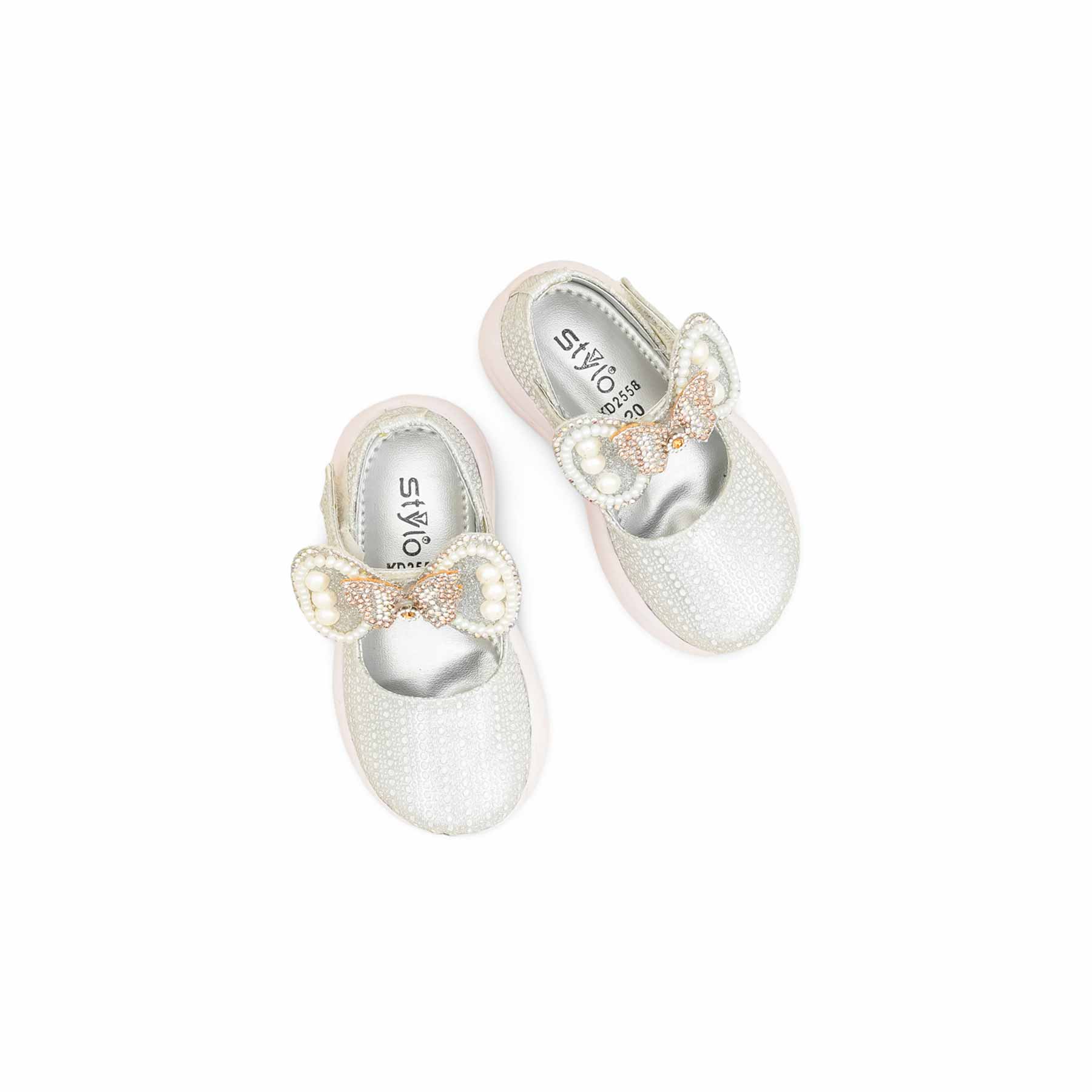 Girls Silver Fancy Pumps KD2558 - Image 5